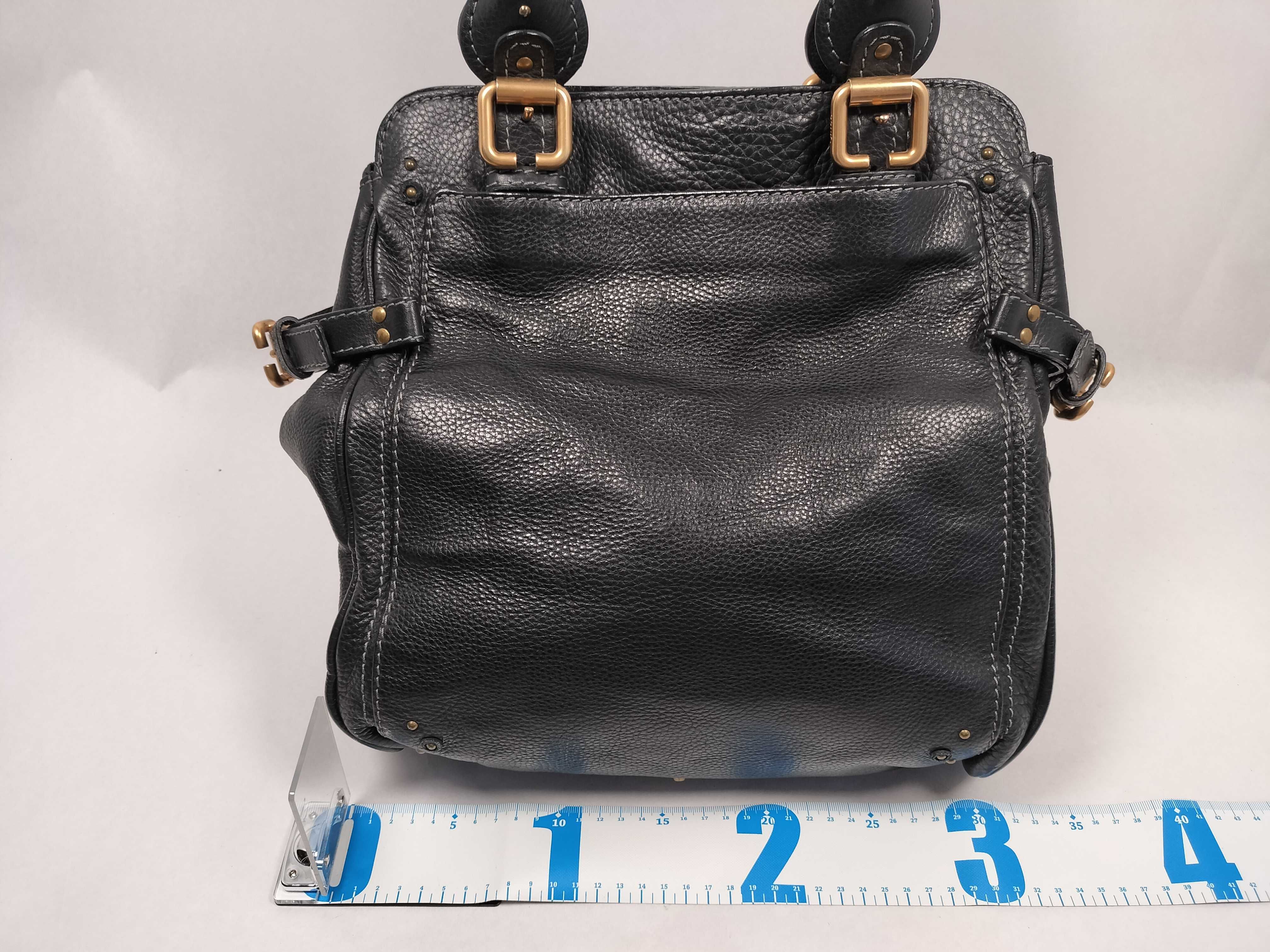 Paddington Tote Bag, Chain Strap, Vertical, Leather, Black Handbag — view 2