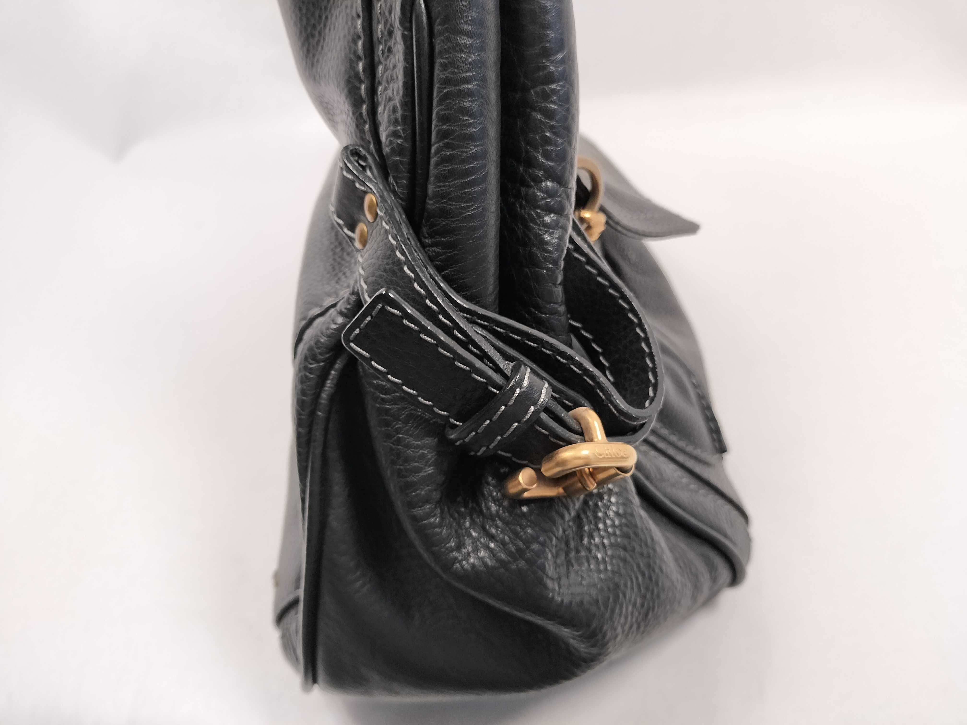 Paddington Tote Bag, Chain Strap, Vertical, Leather, Black Handbag — view 13