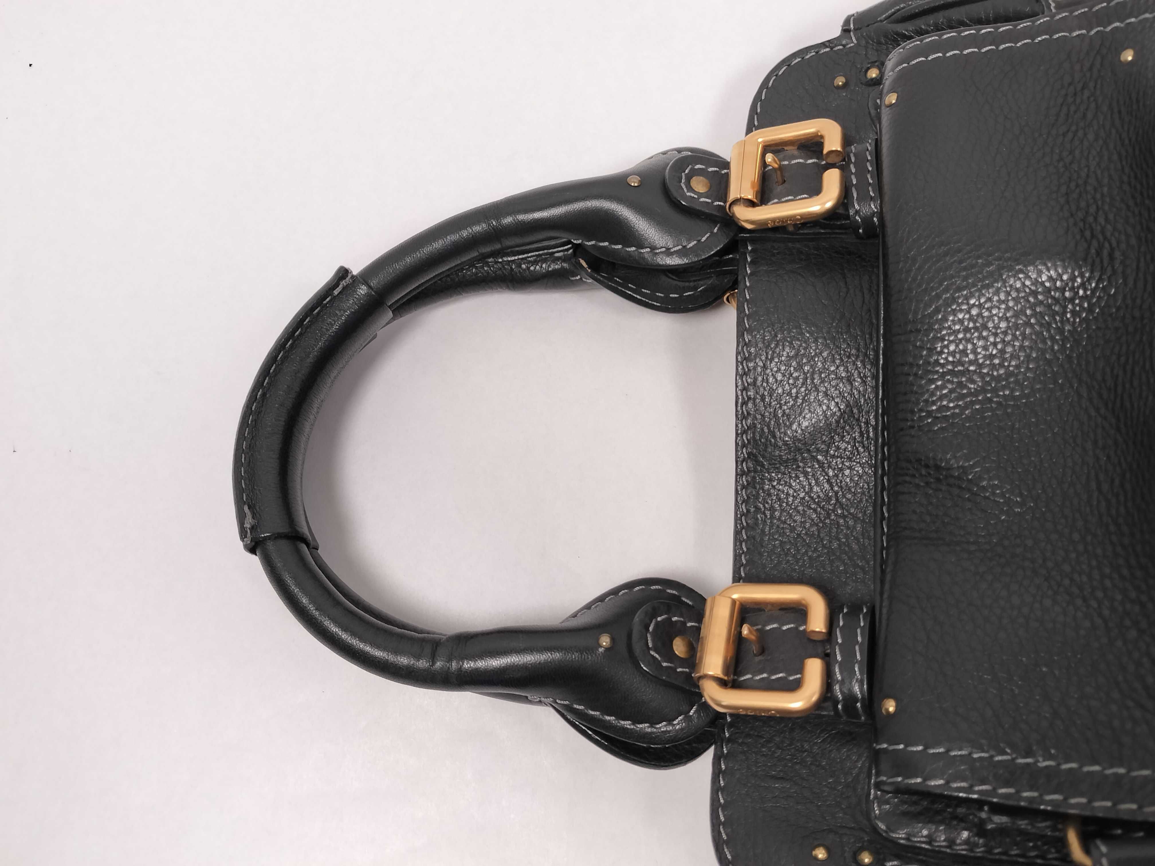 Paddington Tote Bag, Chain Strap, Vertical, Leather, Black Handbag — view 3