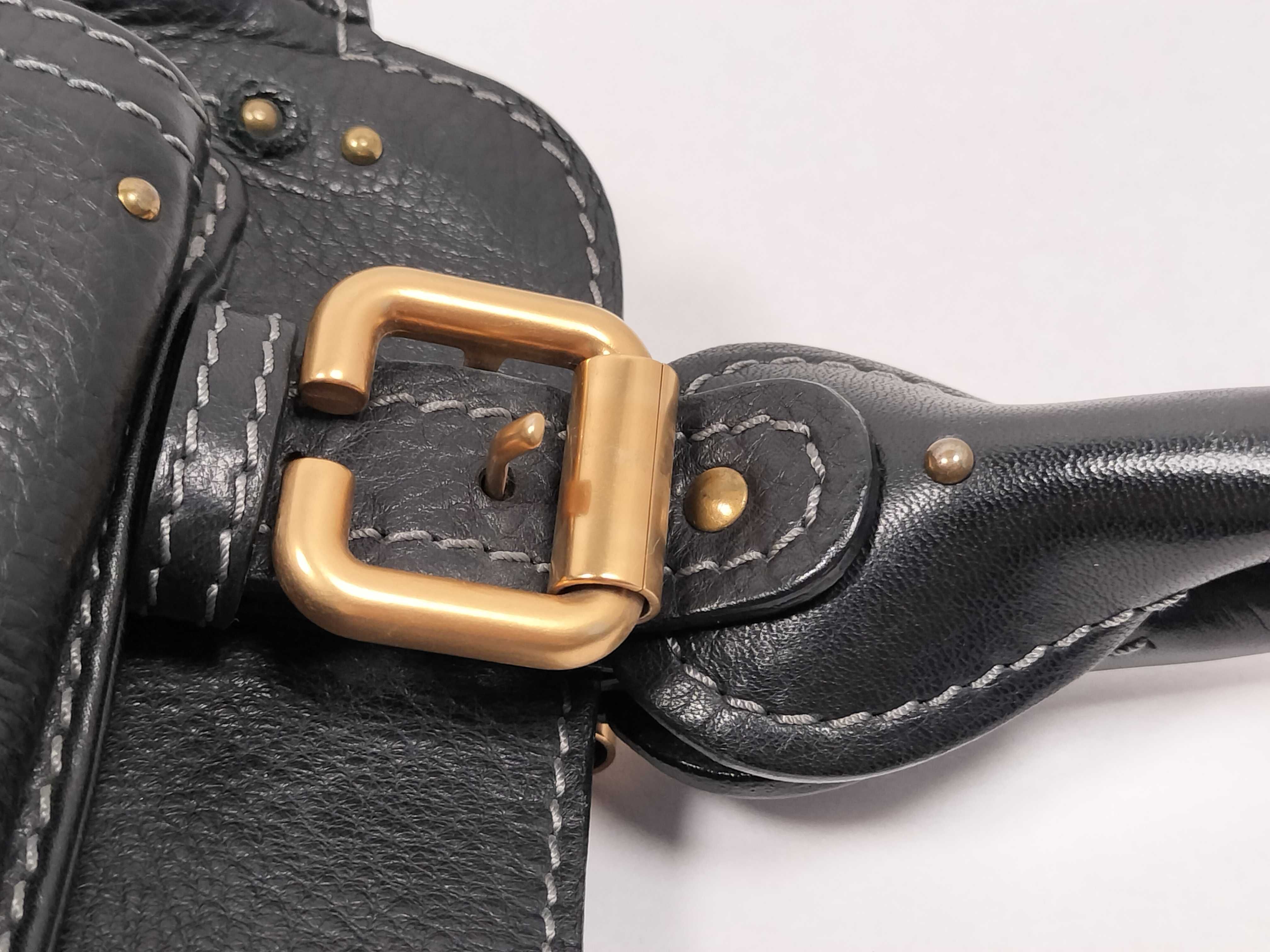 Paddington Tote Bag, Chain Strap, Vertical, Leather, Black Handbag — view 5