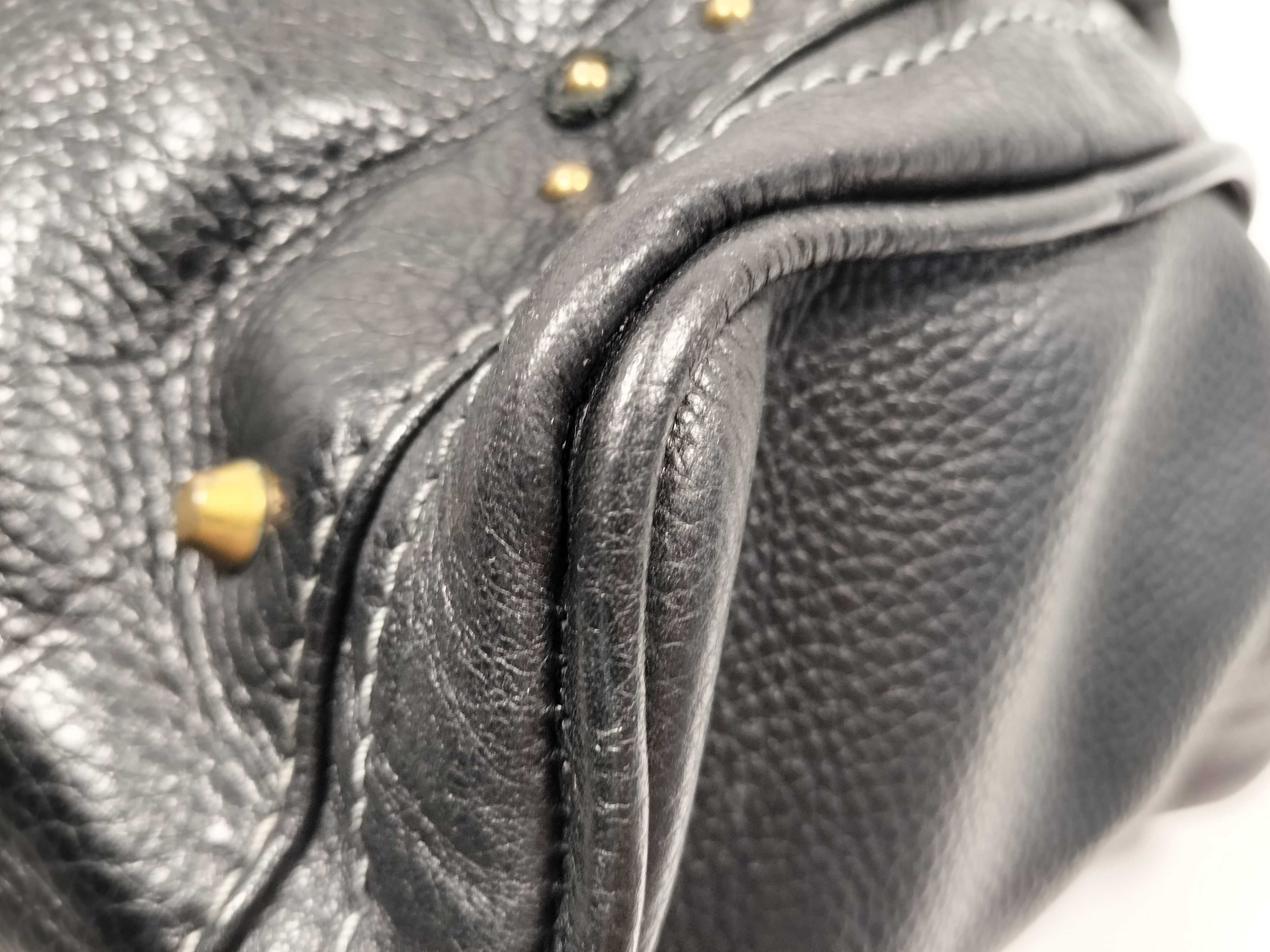 Paddington Tote Bag, Chain Strap, Vertical, Leather, Black Handbag — view 6
