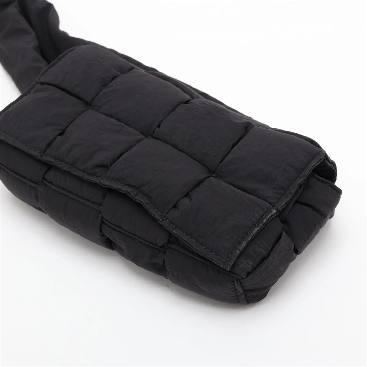 Maxi Intrecciato Padded Cassette Nylon Waist Pouch, Black — view 3