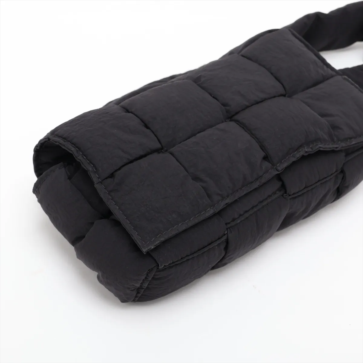 Maxi Intrecciato Padded Cassette Nylon Waist Pouch, Black — view 4