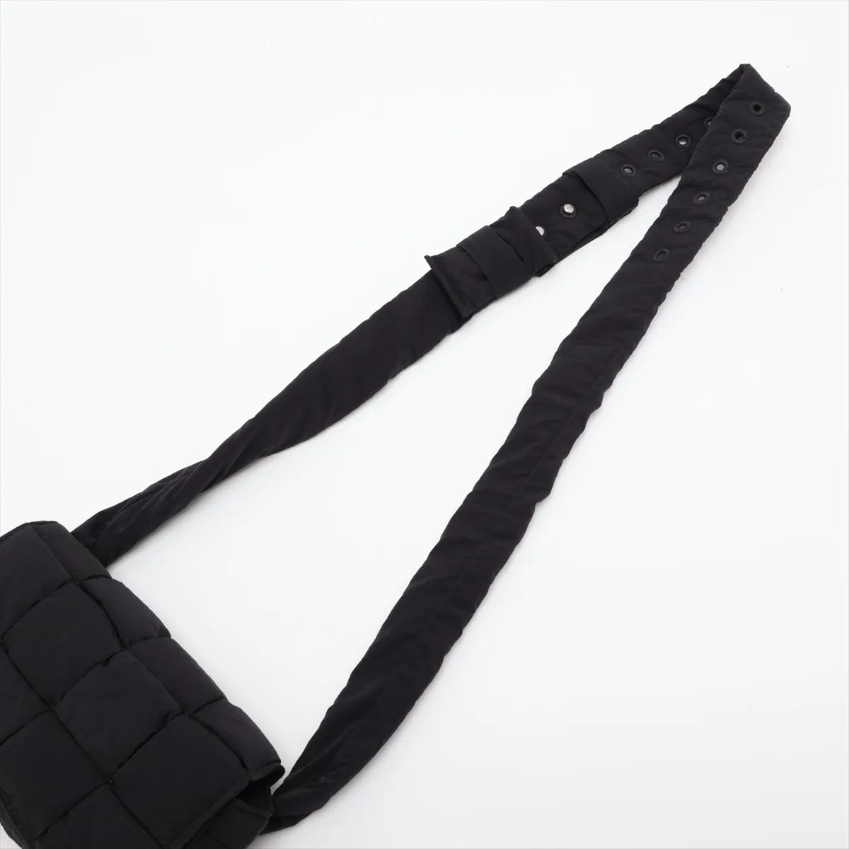 Maxi Intrecciato Padded Cassette Nylon Waist Pouch, Black — view 5