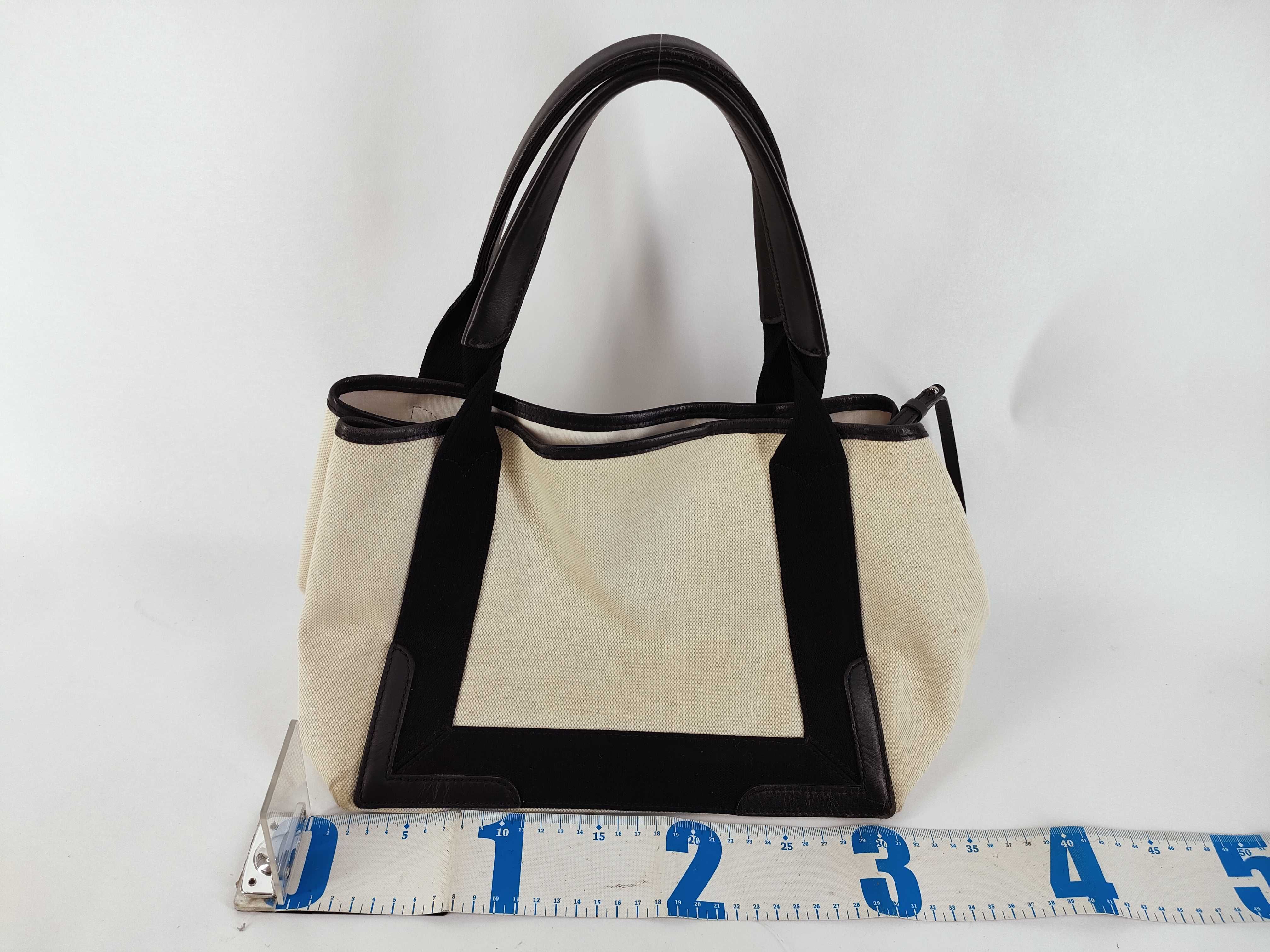 Navy Cabas Canvas x Leather Handbag Beige x Black Handbag — view 2
