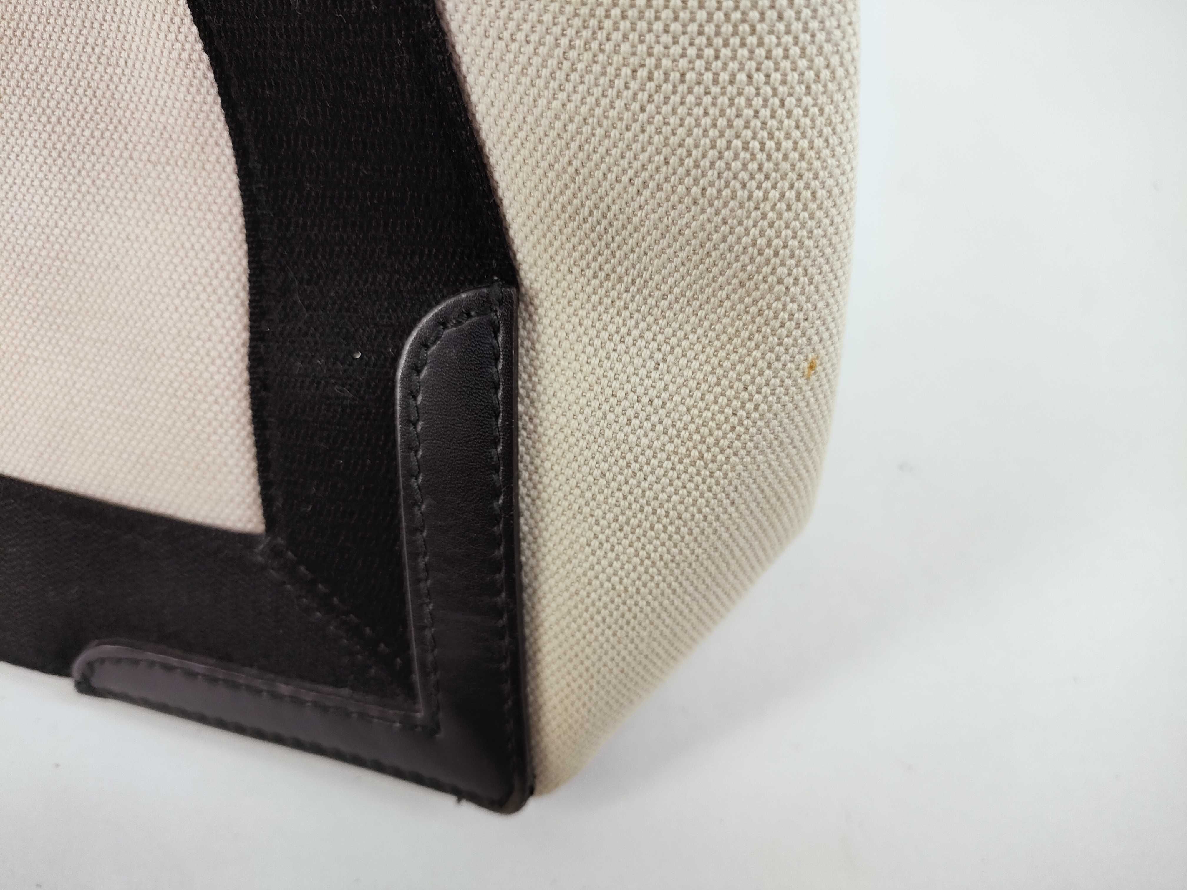 Navy Cabas Canvas x Leather Handbag Beige x Black Handbag — view 13