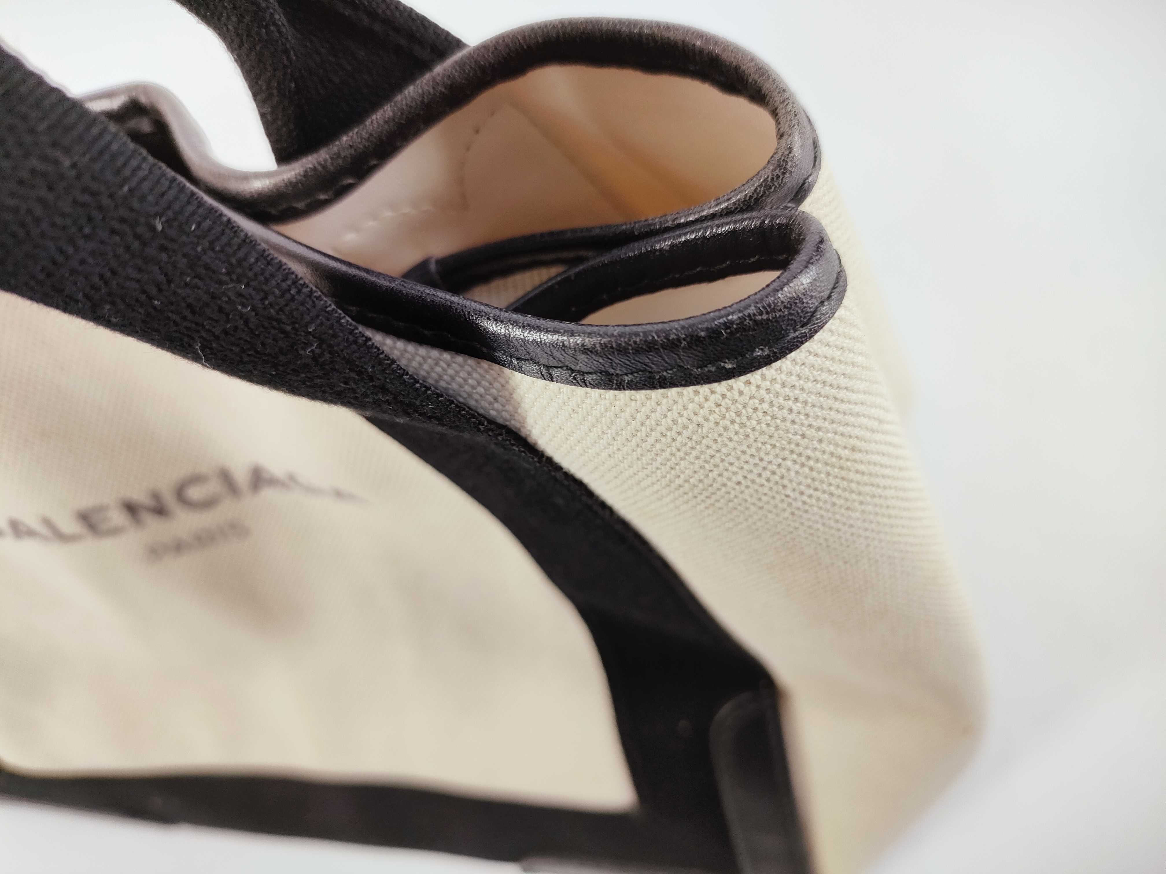 Navy Cabas Canvas x Leather Handbag Beige x Black Handbag — view 15