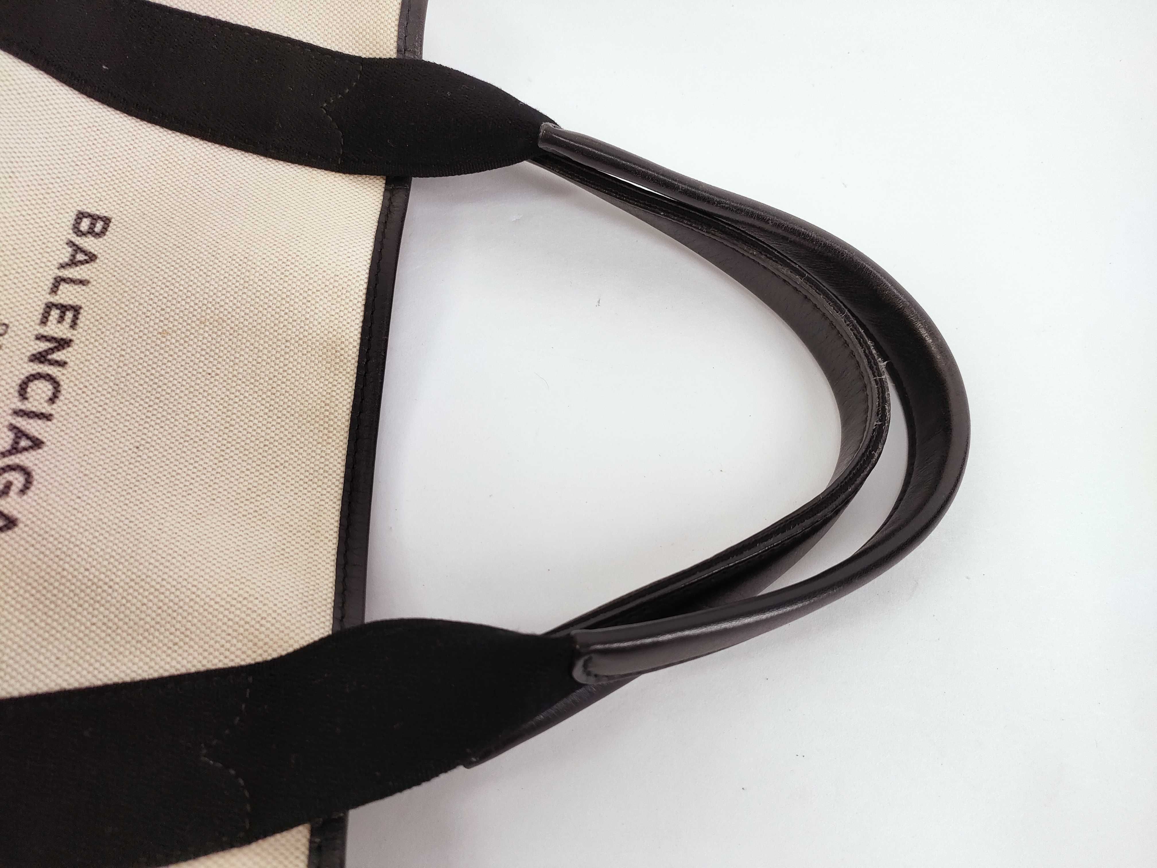 Navy Cabas Canvas x Leather Handbag Beige x Black Handbag — view 3