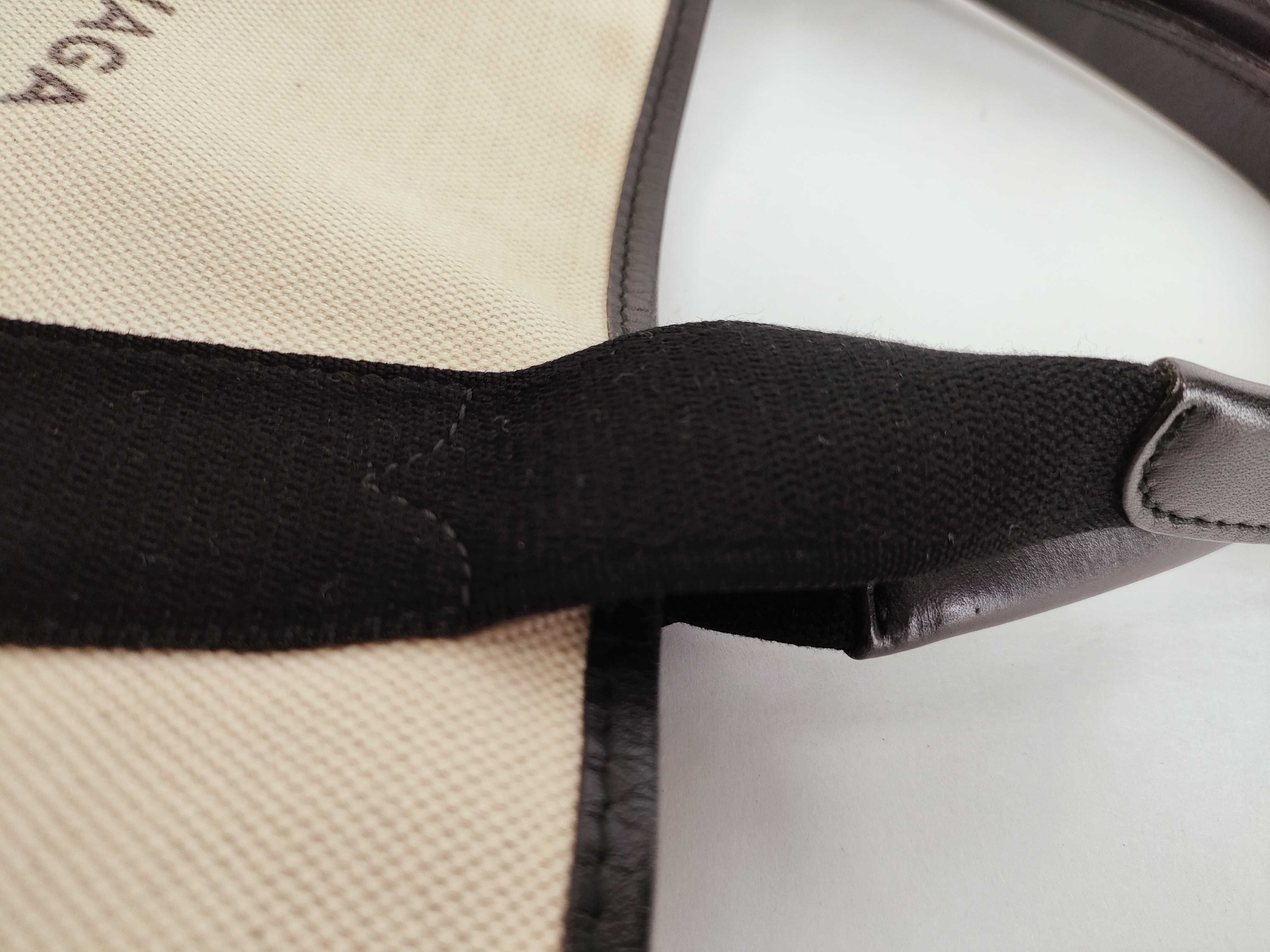 Navy Cabas Canvas x Leather Handbag Beige x Black Handbag — view 5