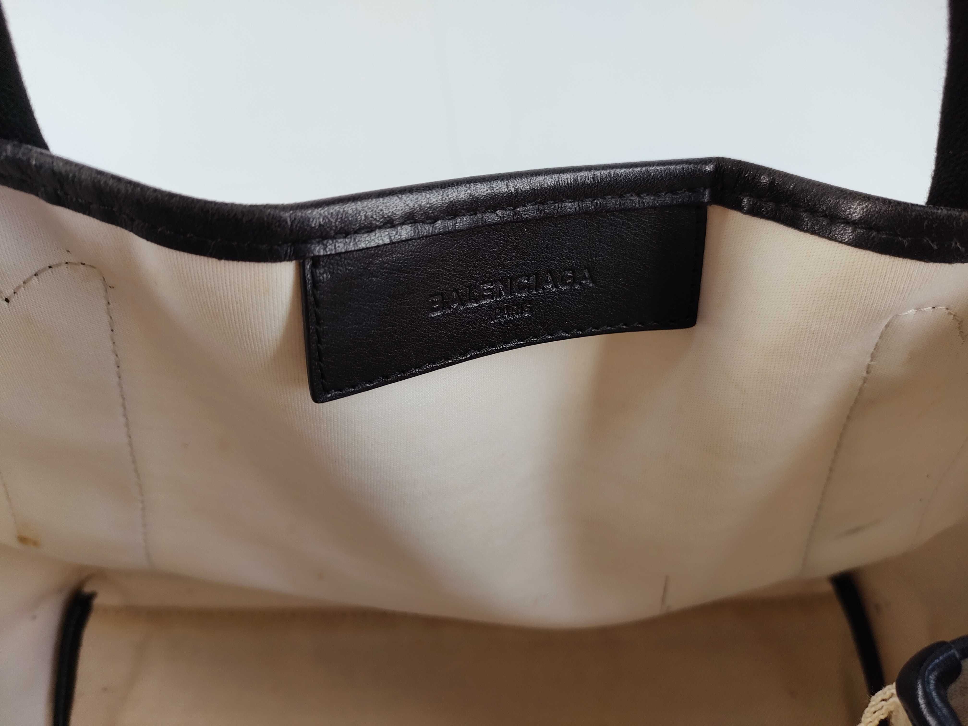 Navy Cabas Canvas x Leather Handbag Beige x Black Handbag — view 9