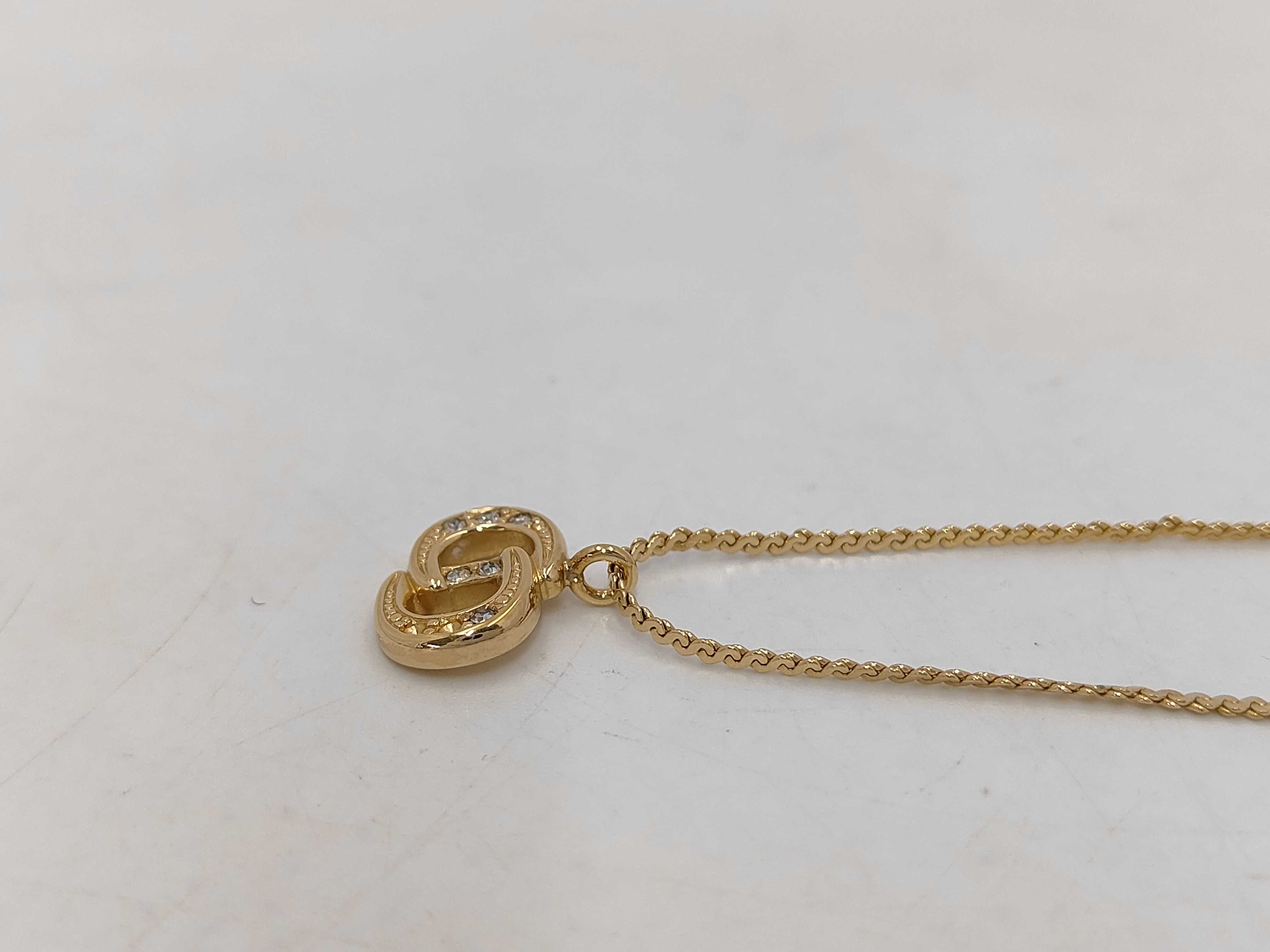 CD Logo Stone Gold Necklace — view 3