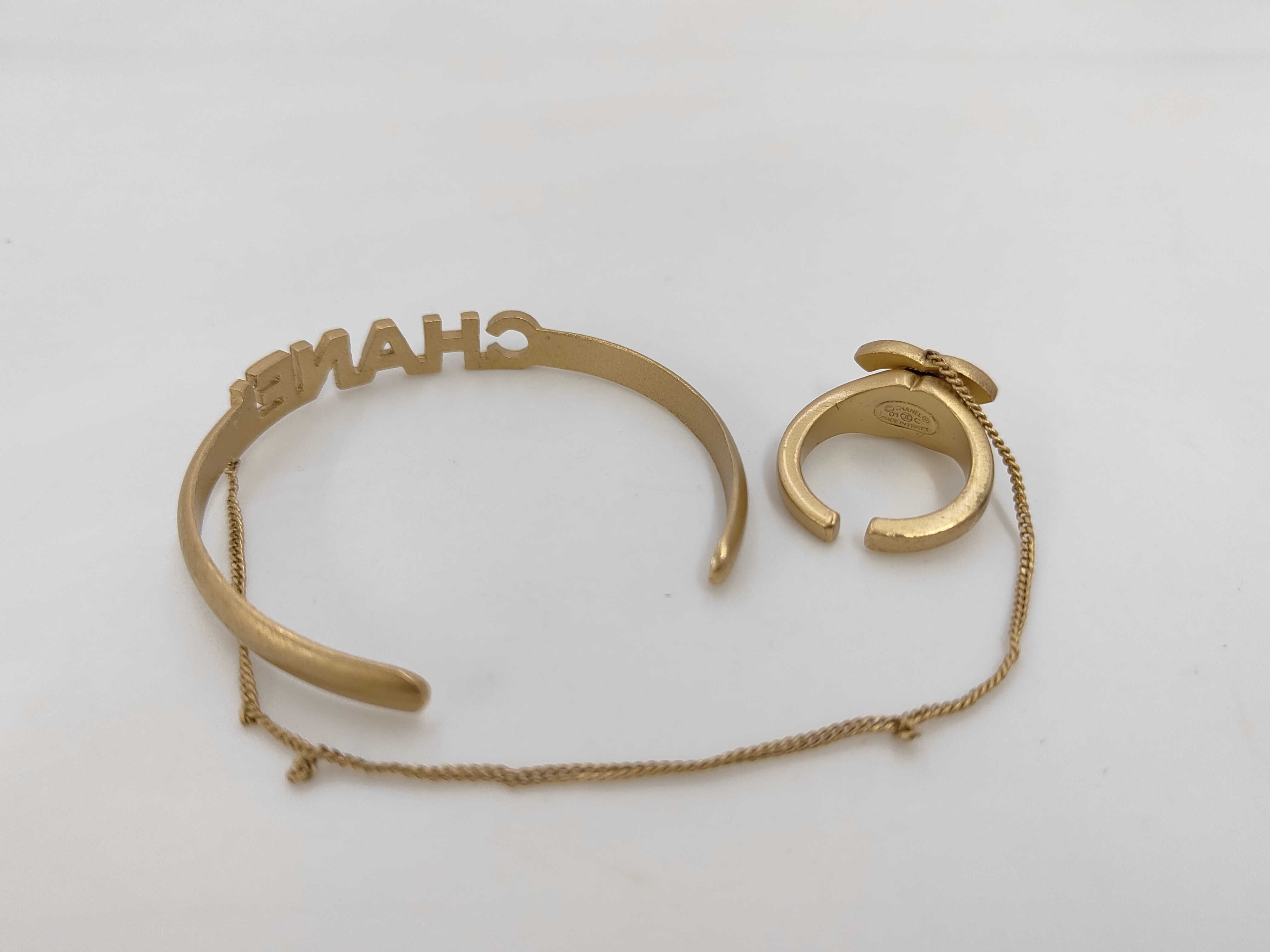 Rhinestone 01C Coco Mark Bangle Chain Ring Set Bracelet/Bangle — view 3