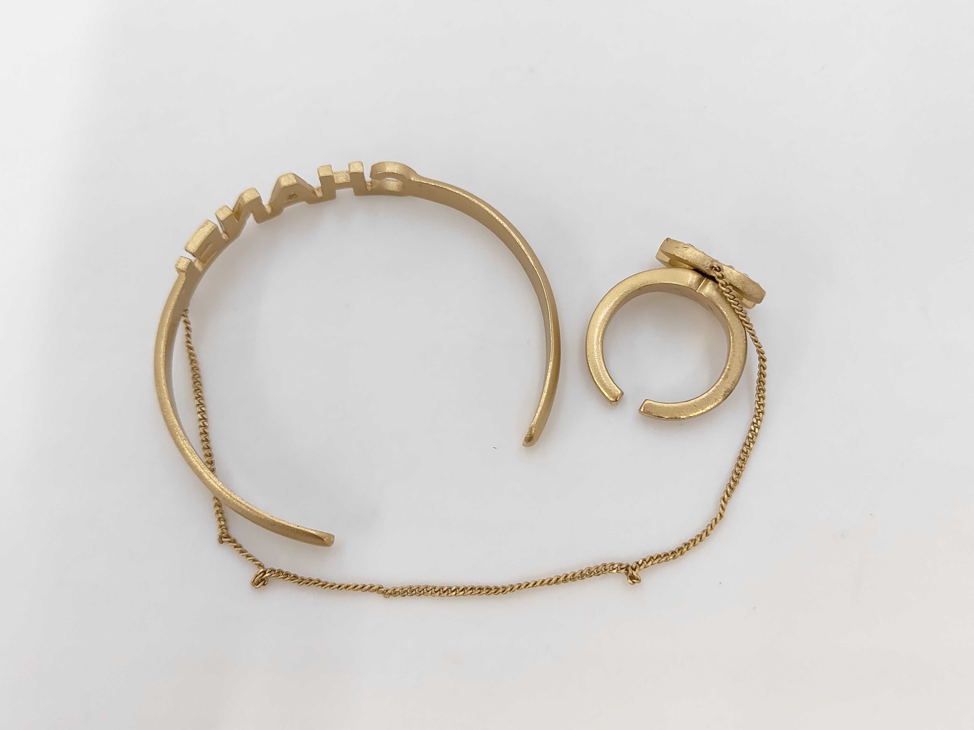 Rhinestone 01C Coco Mark Bangle Chain Ring Set Bracelet/Bangle — view 4