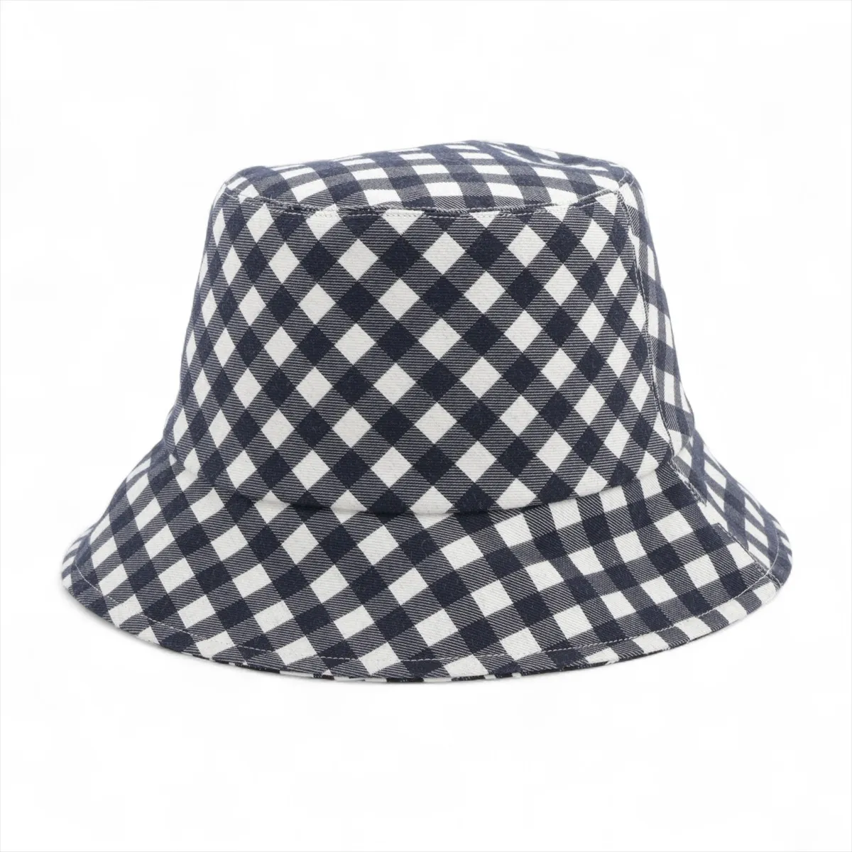 22VIC923I130 Oblique Bucket Hat, Size 56, Cotton x Polyester, Navy x White, Slight wear,