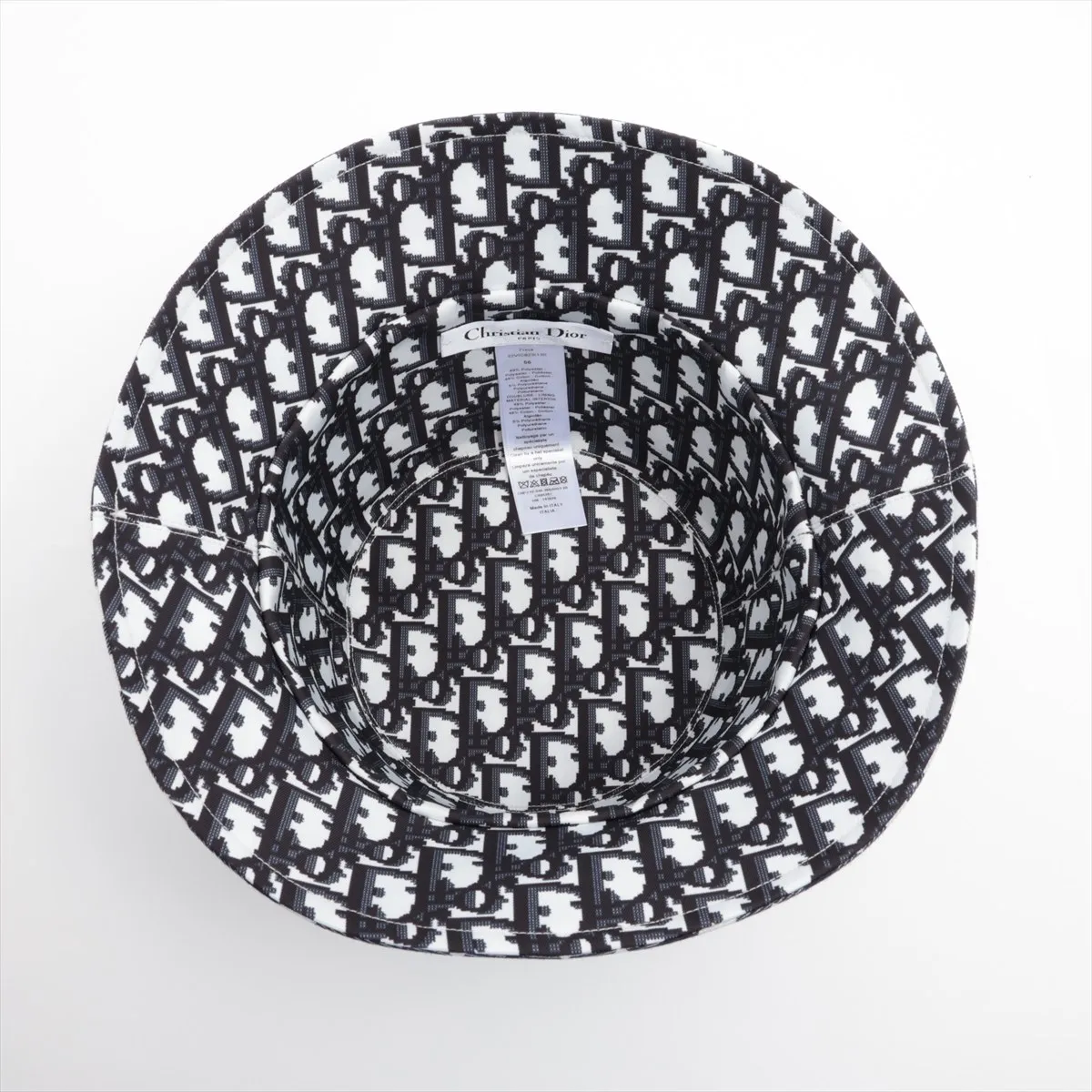 22VIC923I130 Oblique Bucket Hat, Size 56, Cotton x Polyester, Navy x White, Slight wear, — view 4