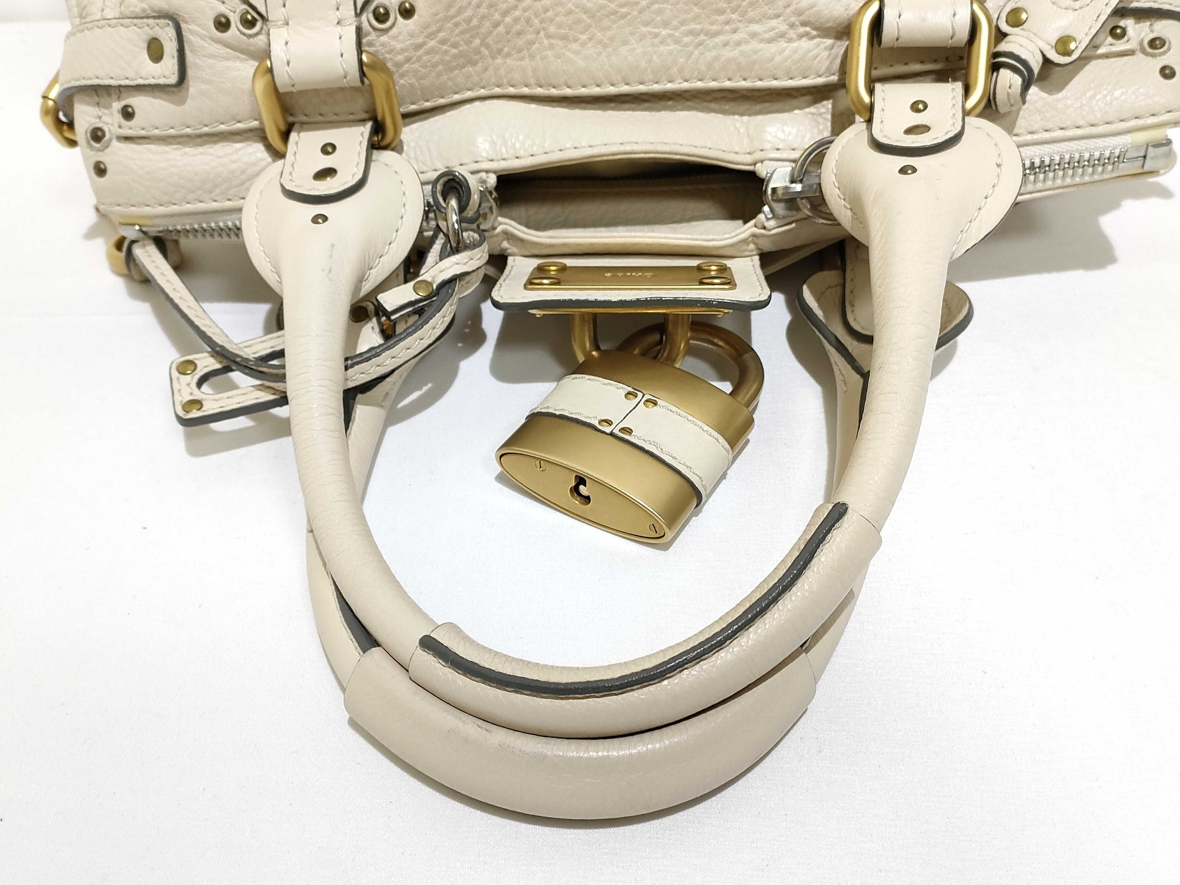 Paddington Leather Handbag, Beige — view 3