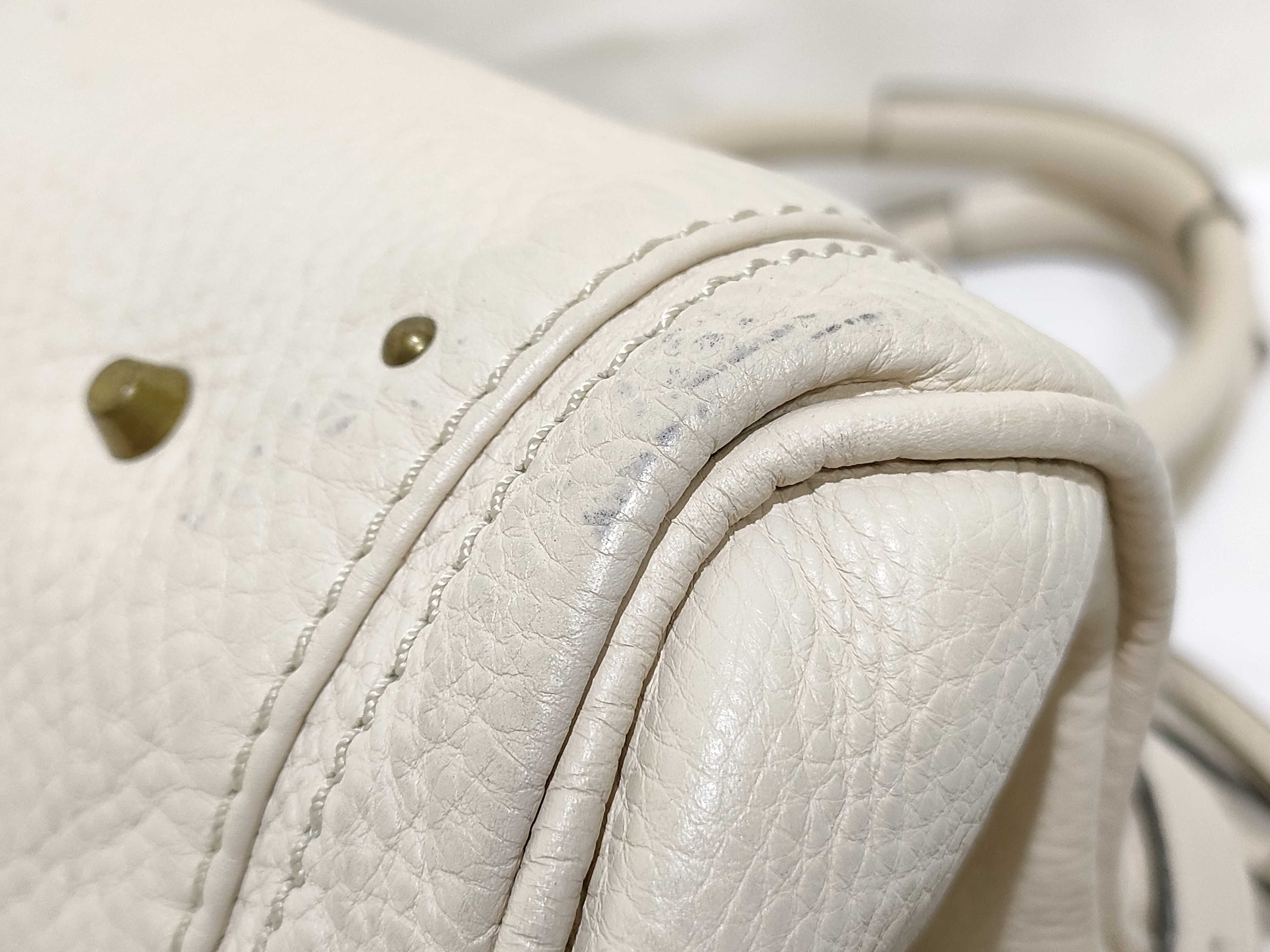 Paddington Leather Handbag, Beige — view 6