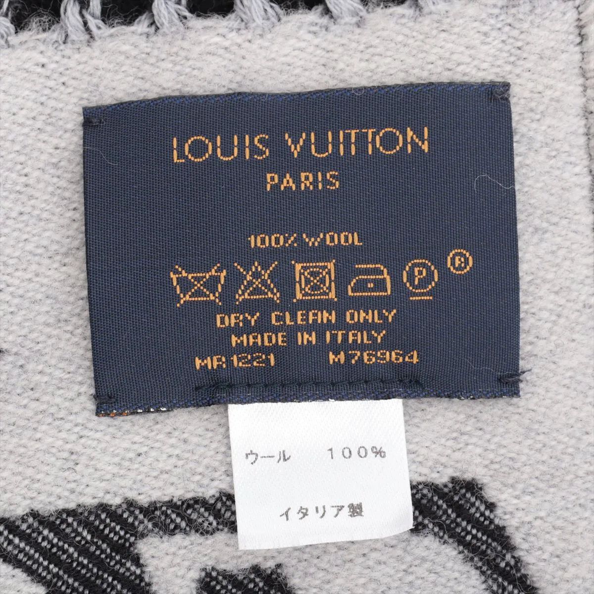 M76964 Echarpe Simply LV Monogram Scarf MR1221 Wool Black x Gray — view 3