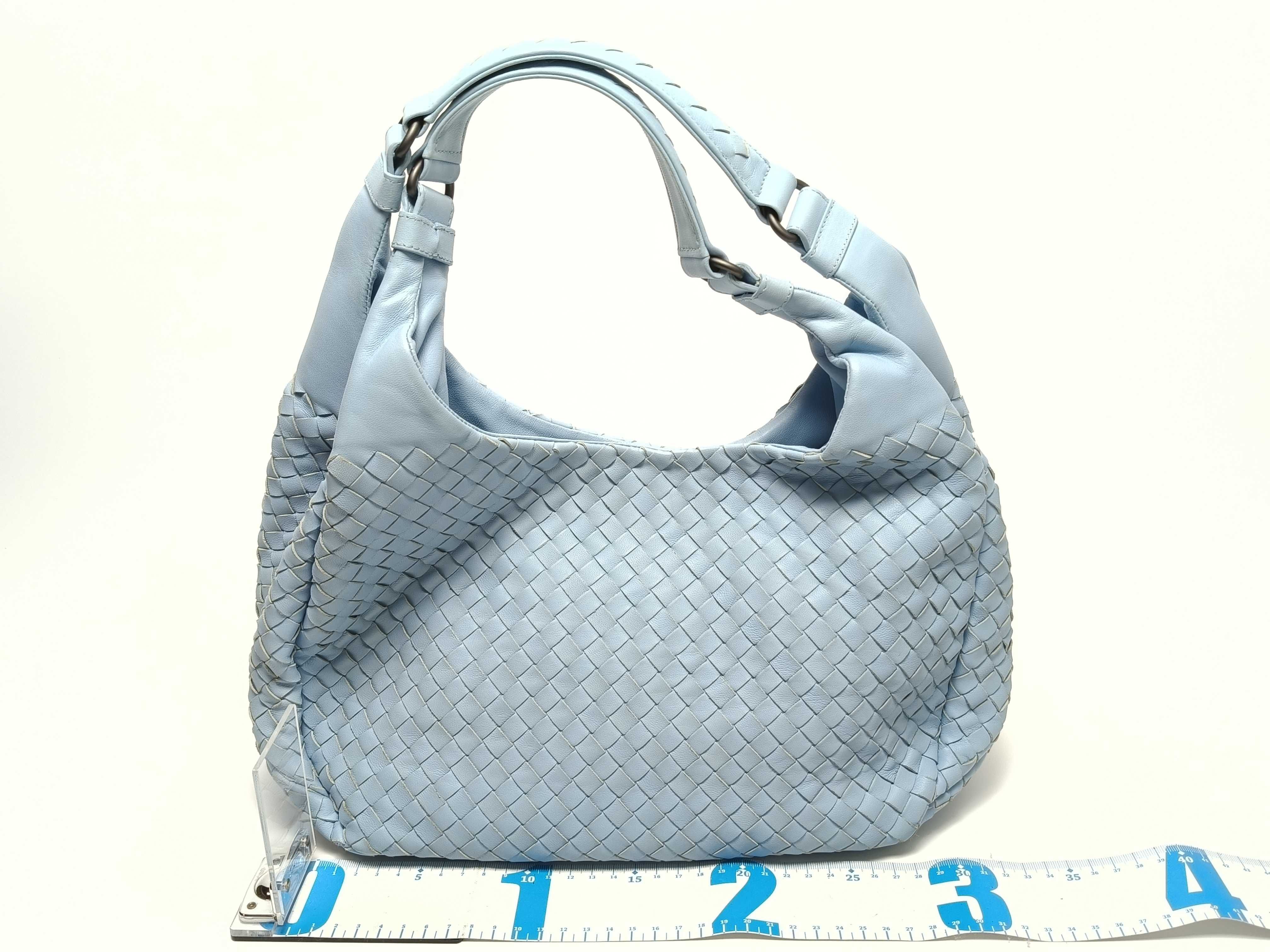 Intrecciato Campana Light Blue Shoulder Bag — view 2