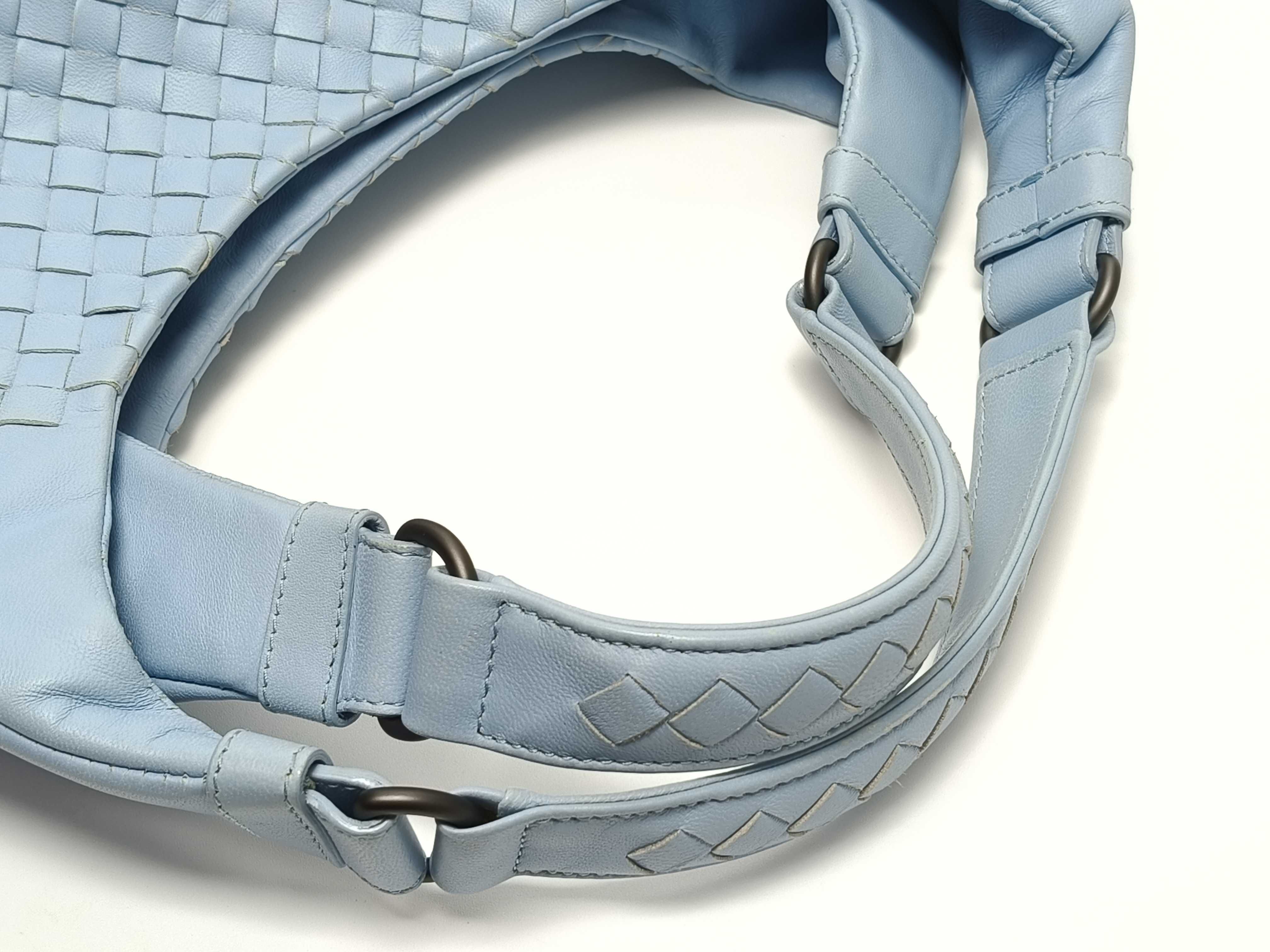 Intrecciato Campana Light Blue Shoulder Bag — view 3