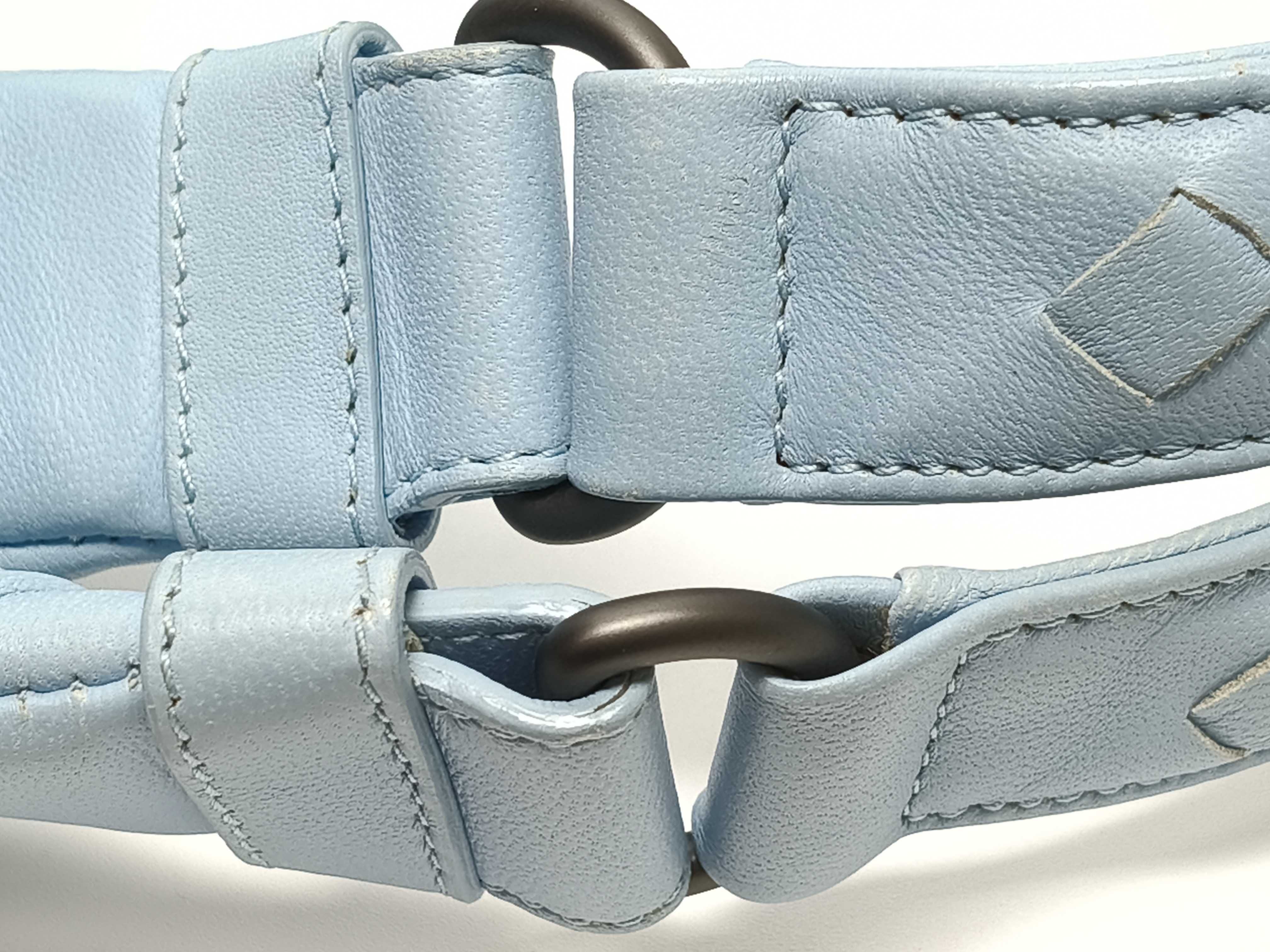 Intrecciato Campana Light Blue Shoulder Bag — view 5