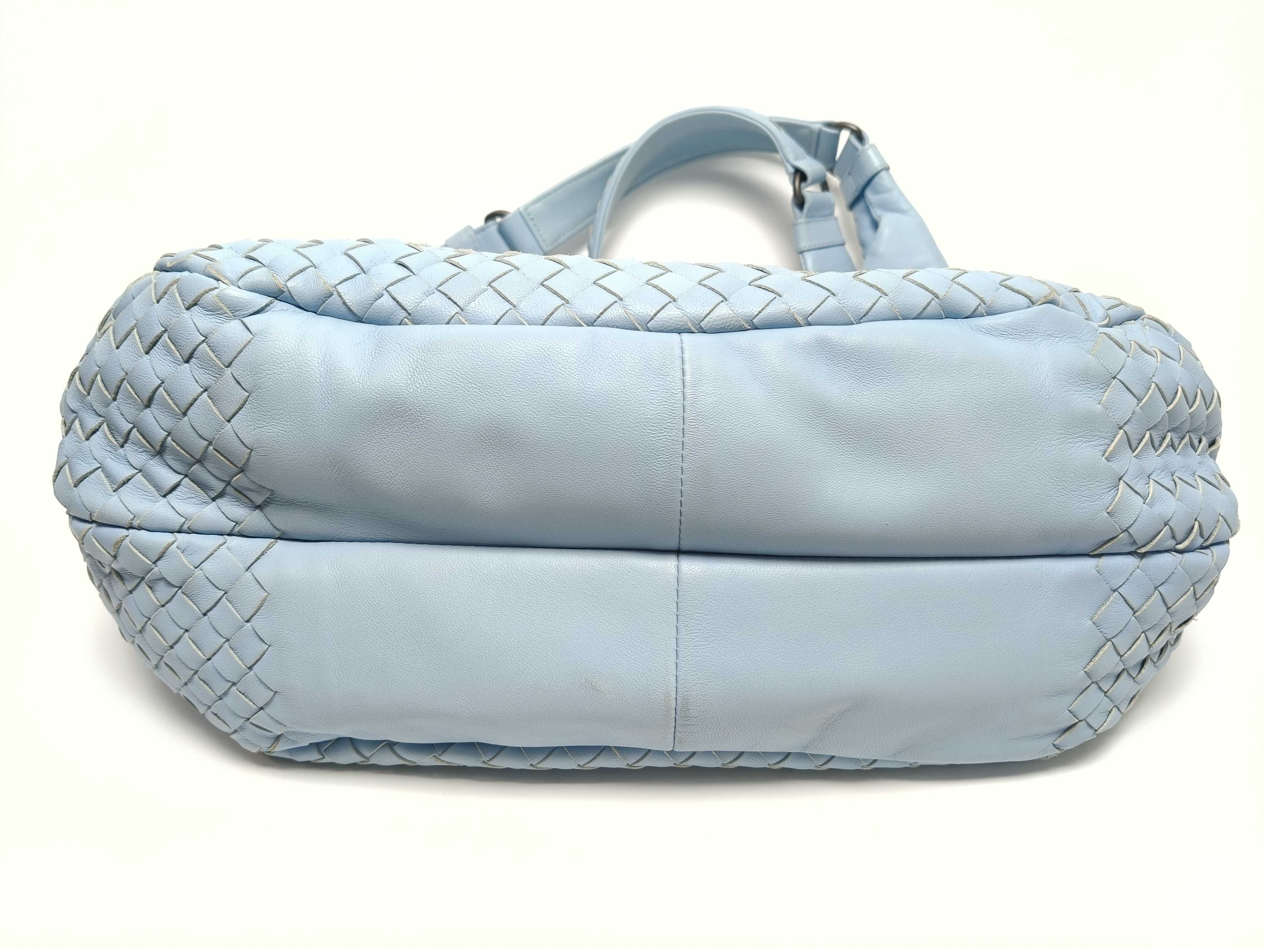 Intrecciato Campana Light Blue Shoulder Bag — view 7