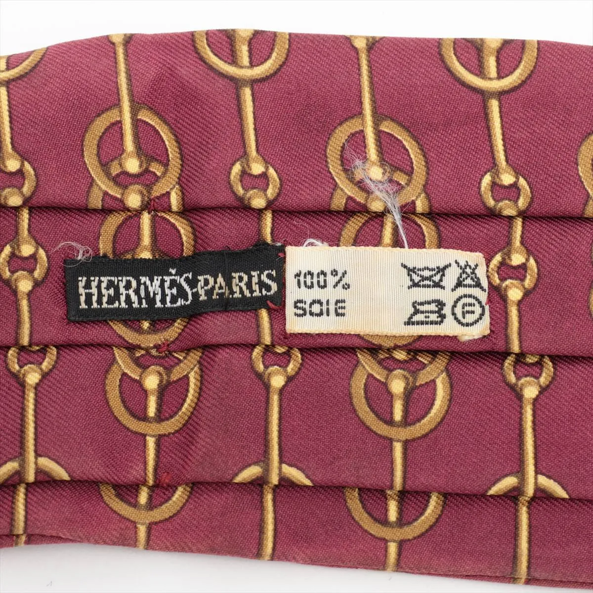 chain ascot tie, silk, burgundy. Shows signs of wear, — view 3