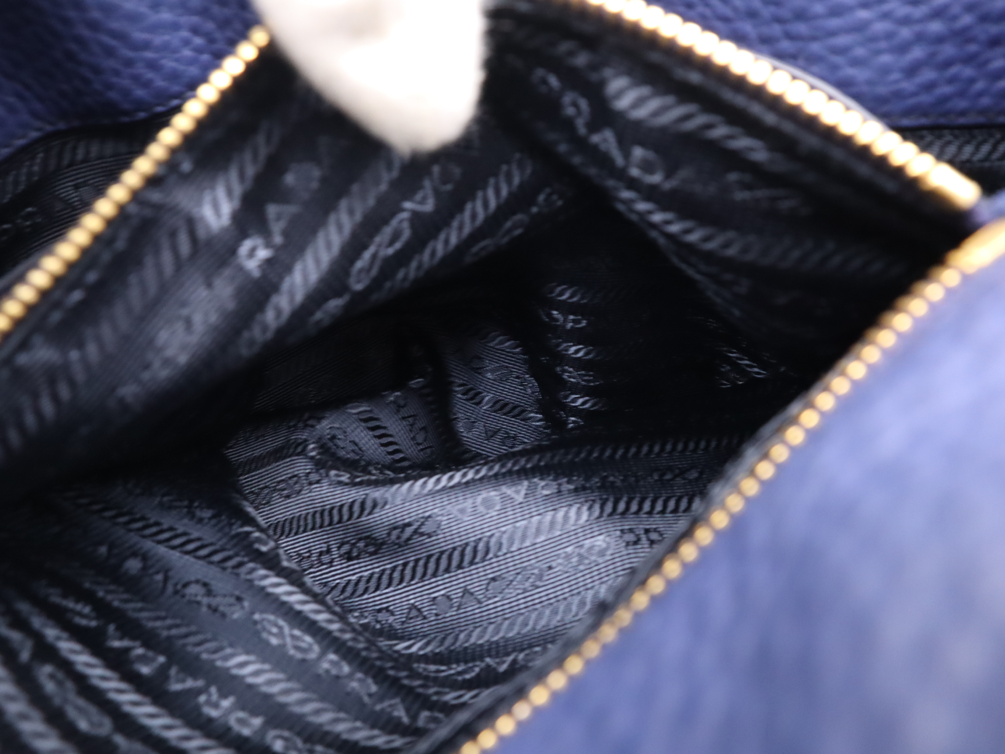 Leather Vitello Daino 2-Way Tote Bag, Blue, Gold Hardware, with Name Tag and Dust Bag, Handbag — view 13