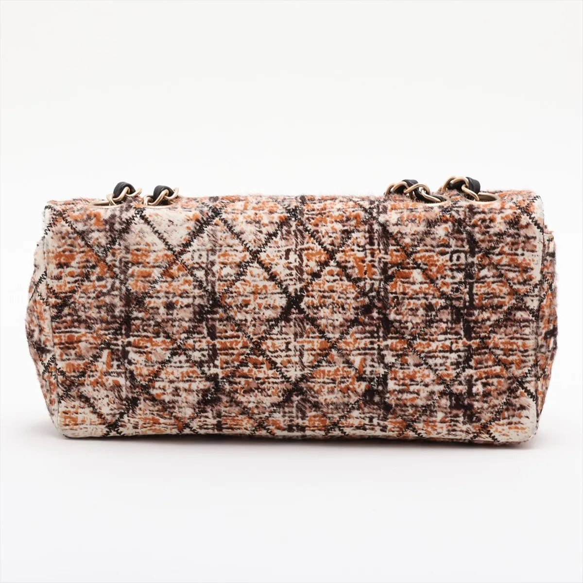 Matelassé Calf Hair x Leather Single Flap Double Chain Bag, Brown with Gold Hardware, 11624981, Series 11 — view 2
