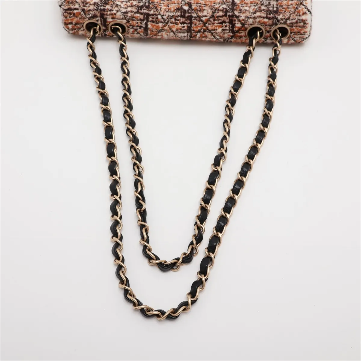 Matelassé Calf Hair x Leather Single Flap Double Chain Bag, Brown with Gold Hardware, 11624981, Series 11 — view 5