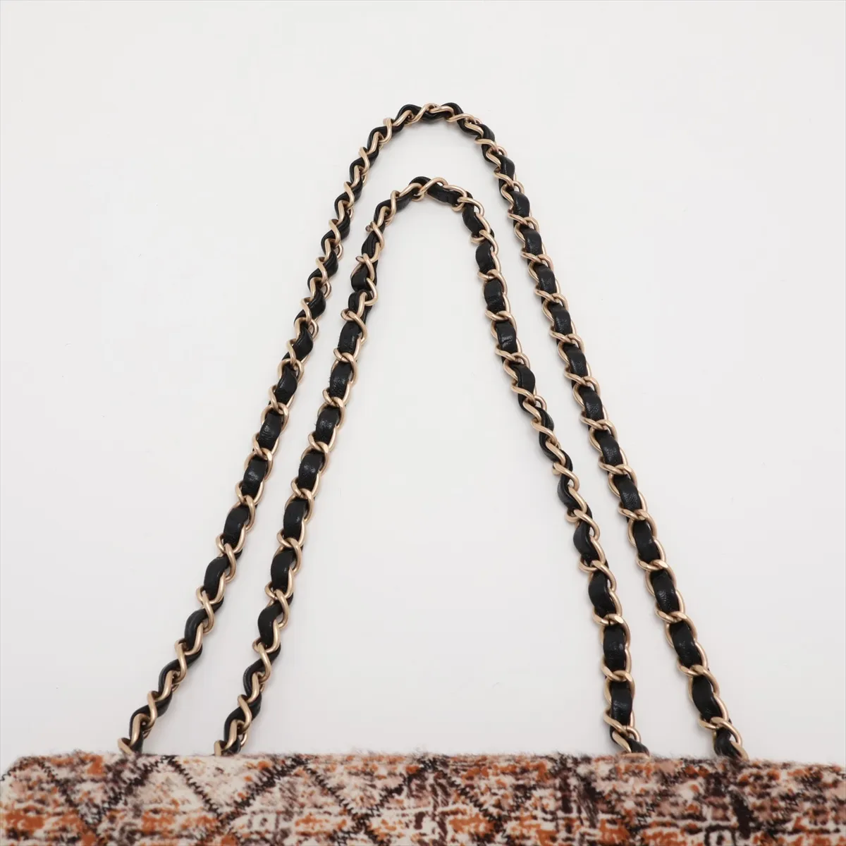 Matelassé Calf Hair x Leather Single Flap Double Chain Bag, Brown with Gold Hardware, 11624981, Series 11 — view 6