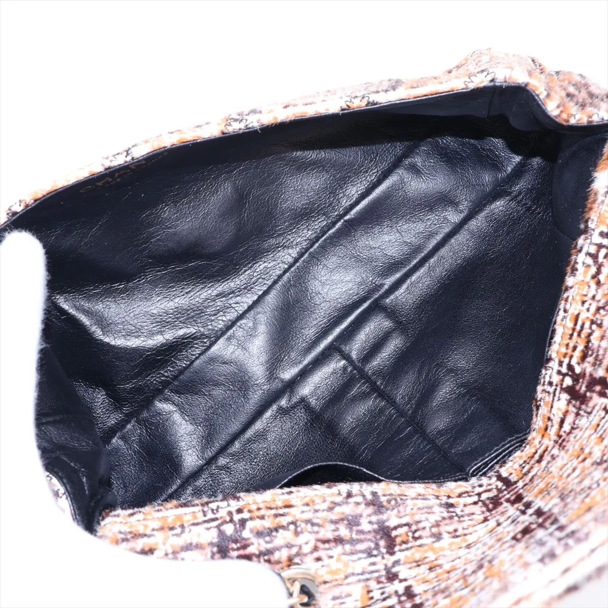Matelassé Calf Hair x Leather Single Flap Double Chain Bag, Brown with Gold Hardware, 11624981, Series 11 — view 7