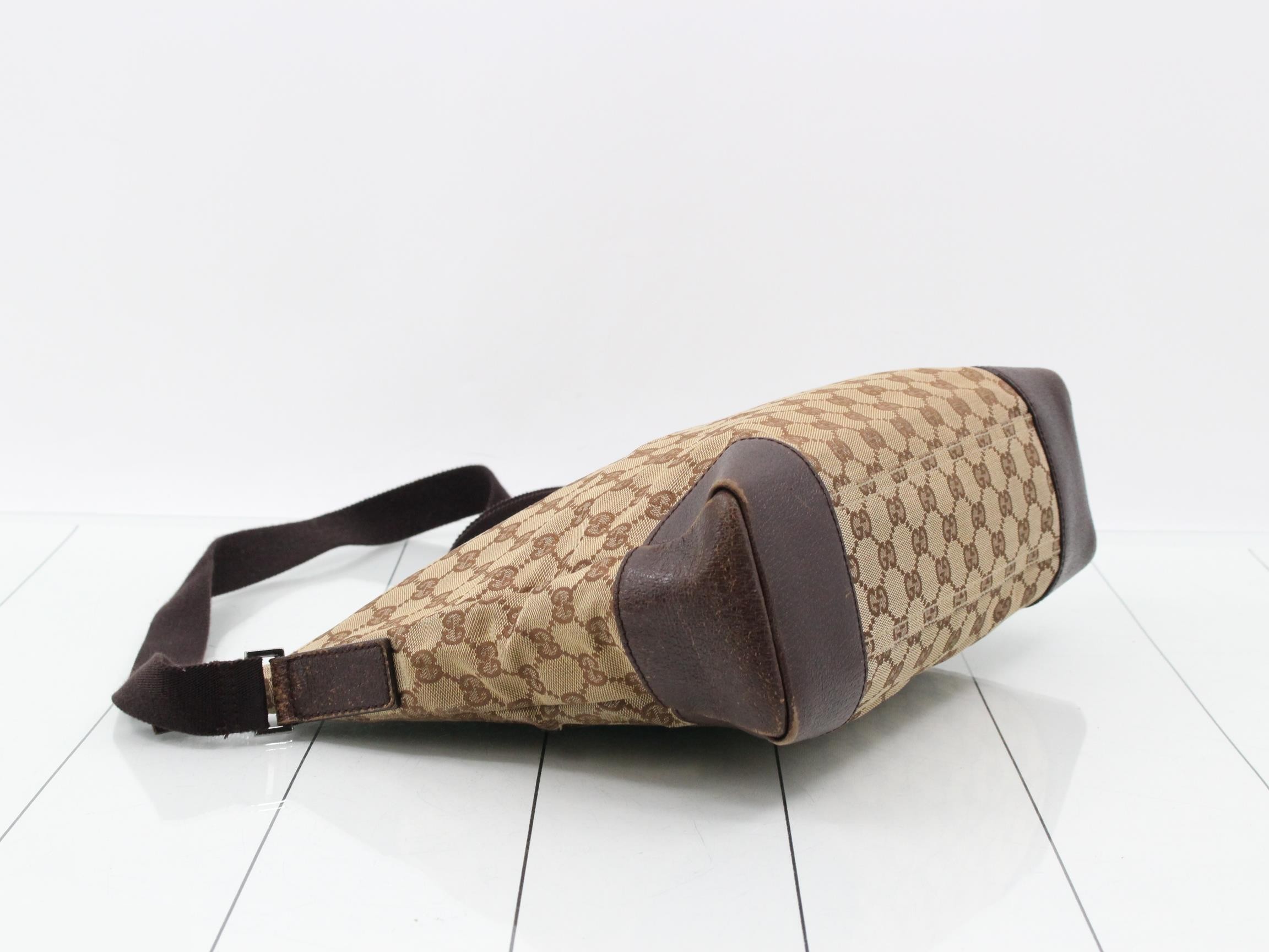 110054 GG Canvas Shoulder Bag, Leather, Brown — view 5