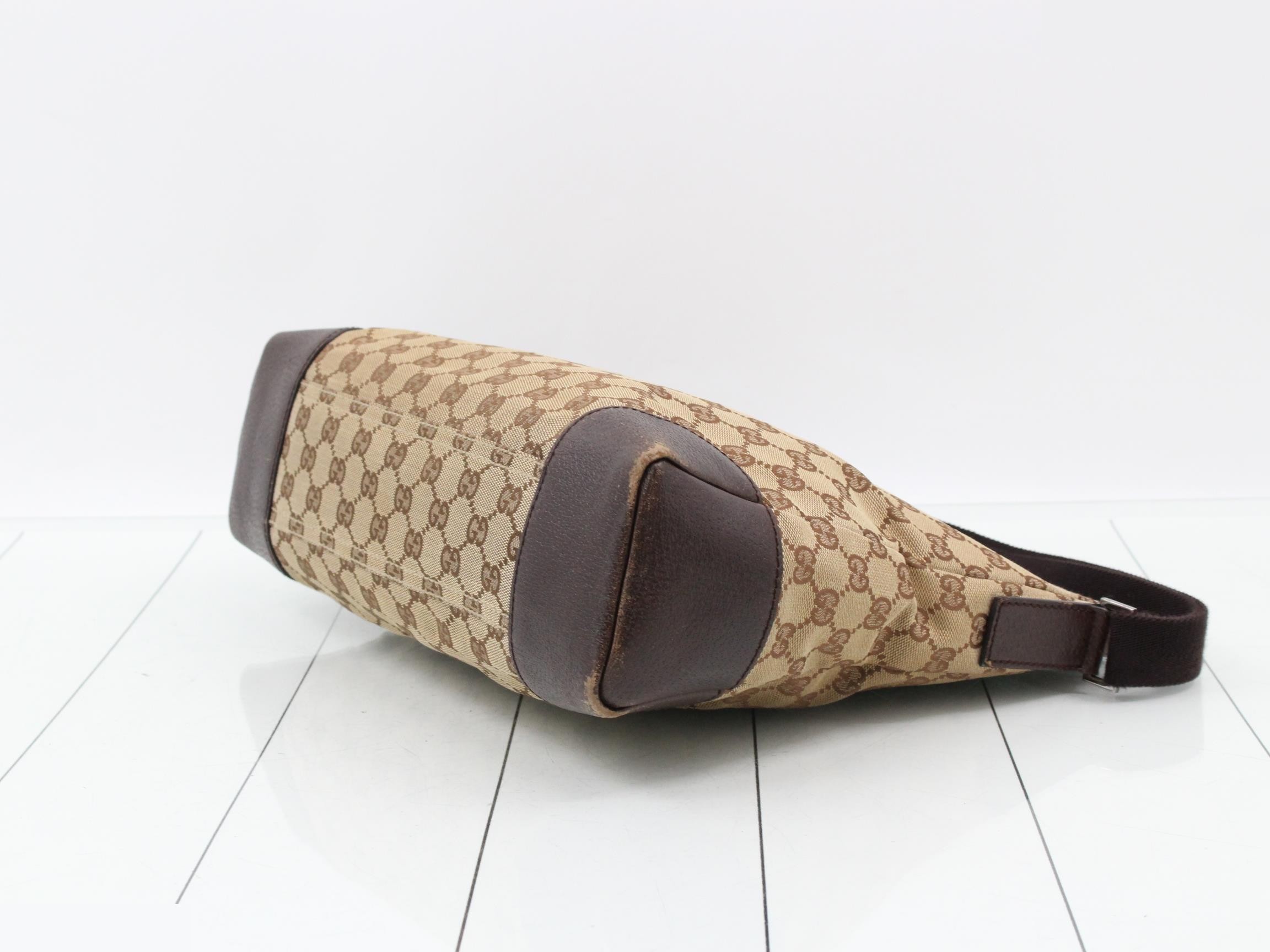 110054 GG Canvas Shoulder Bag, Leather, Brown — view 6