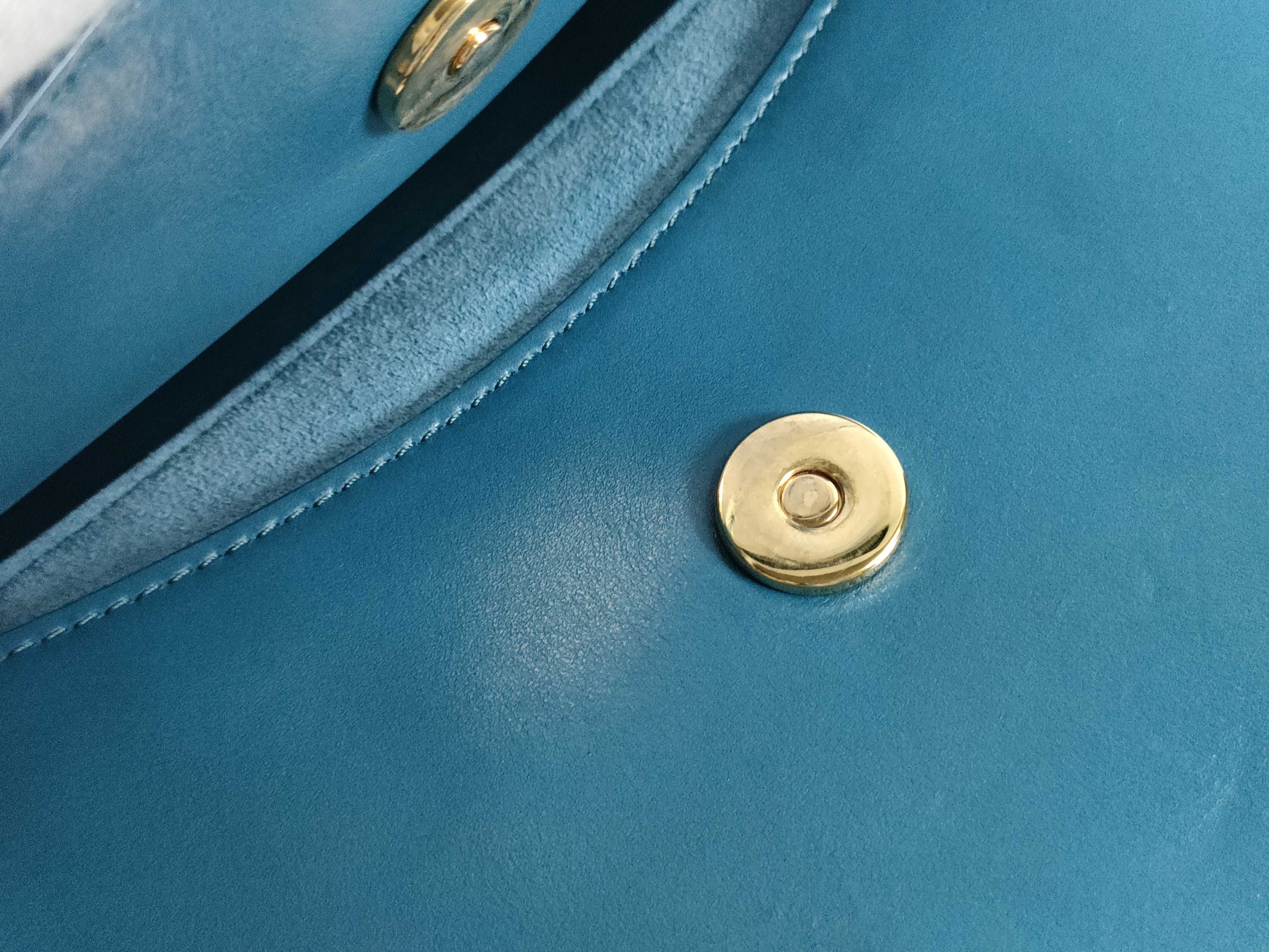 Tess Leather 2-Way Shoulder Bag, Blue — view 8