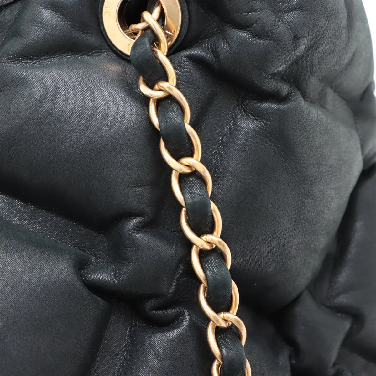 bubble quilt leather chain tote bag black gold hardware 23884151 23rd series — view 12