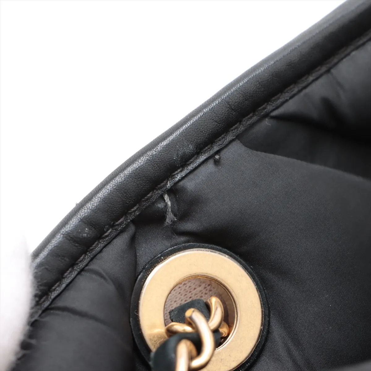 bubble quilt leather chain tote bag black gold hardware 23884151 23rd series — view 10