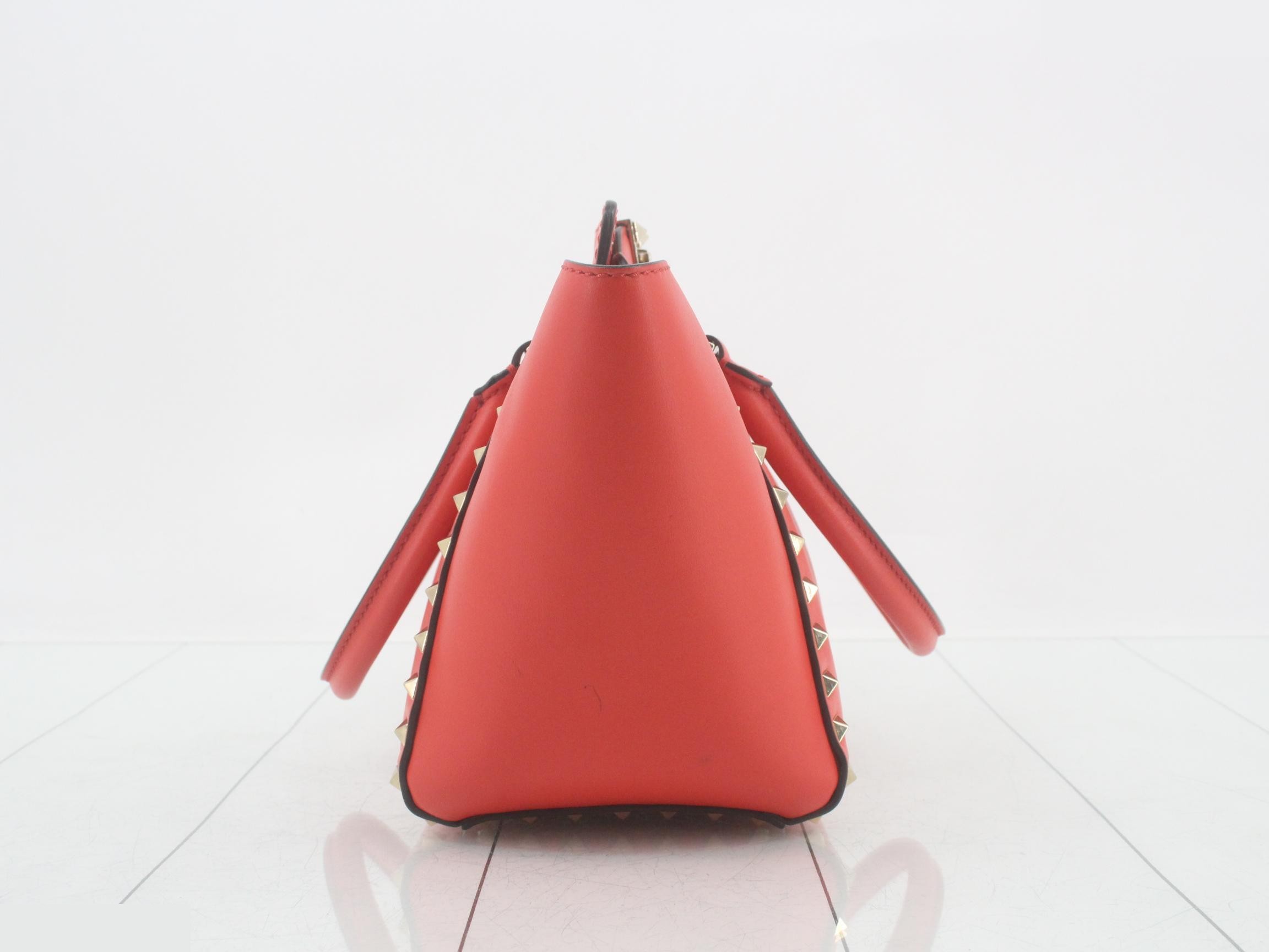 Rockstud Leather 2-Way Tote Bag, Red — view 4