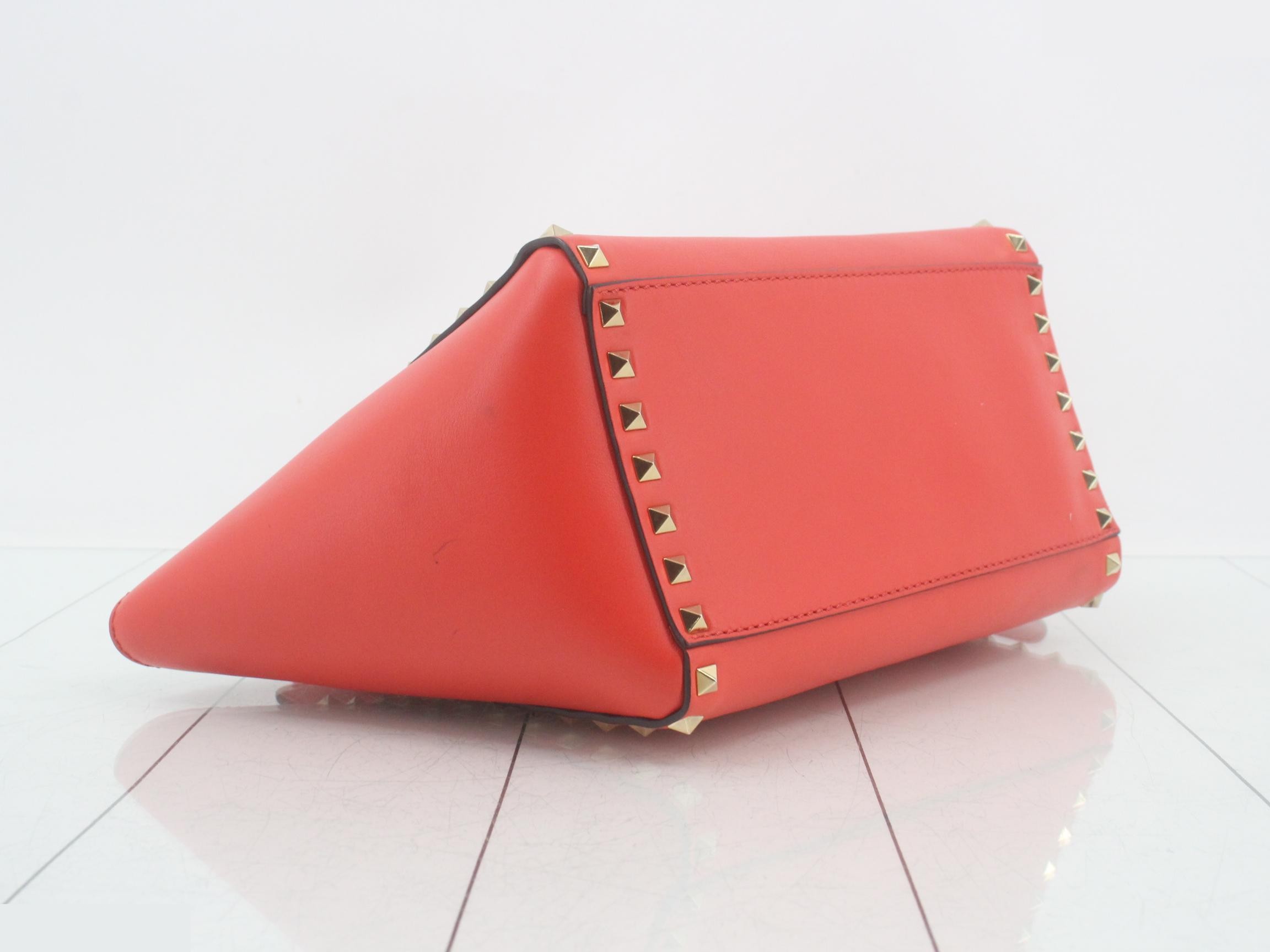 Rockstud Leather 2-Way Tote Bag, Red — view 5