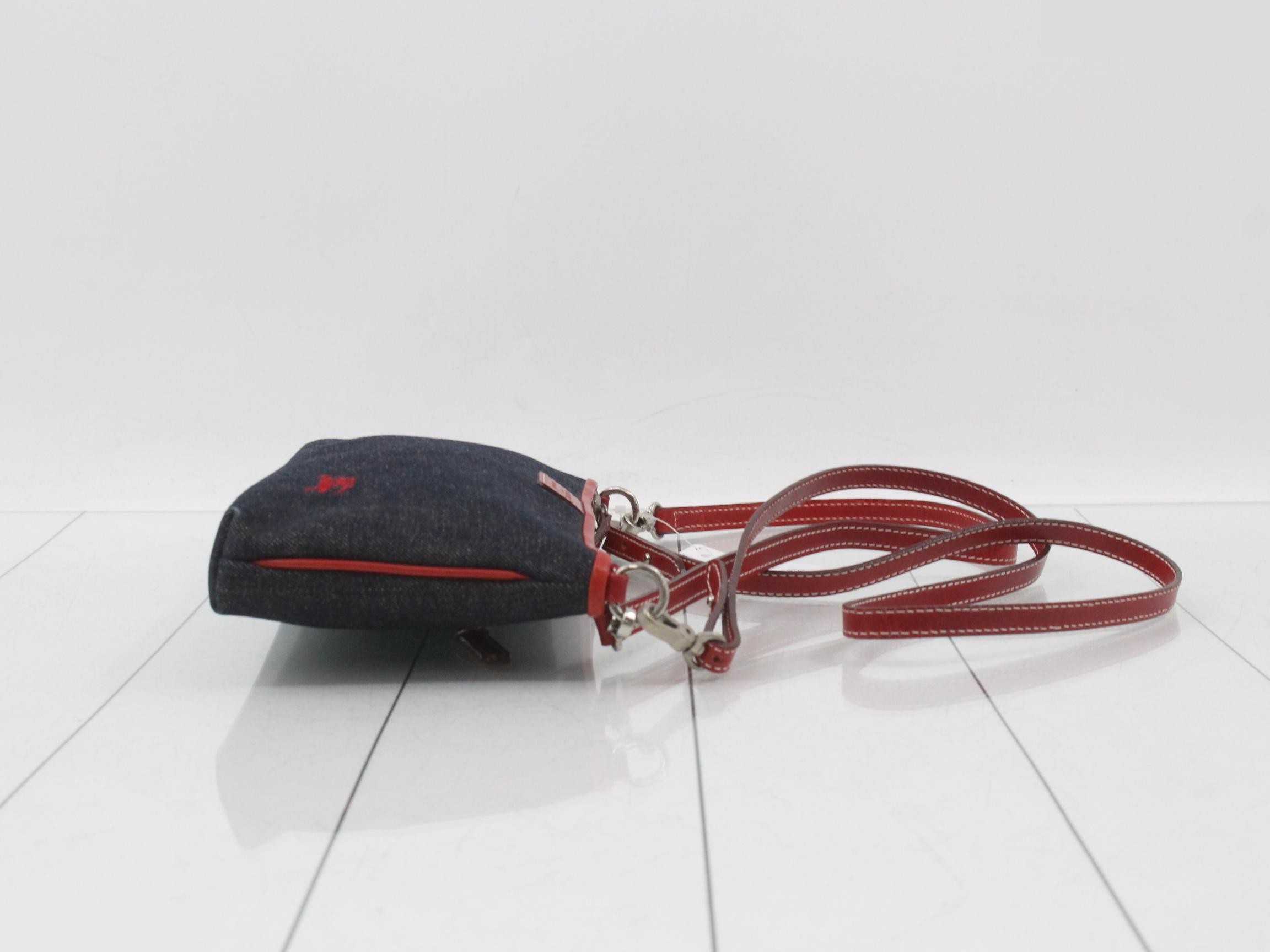 Other lines: 2-way bag with long strap, denim, red — view 3