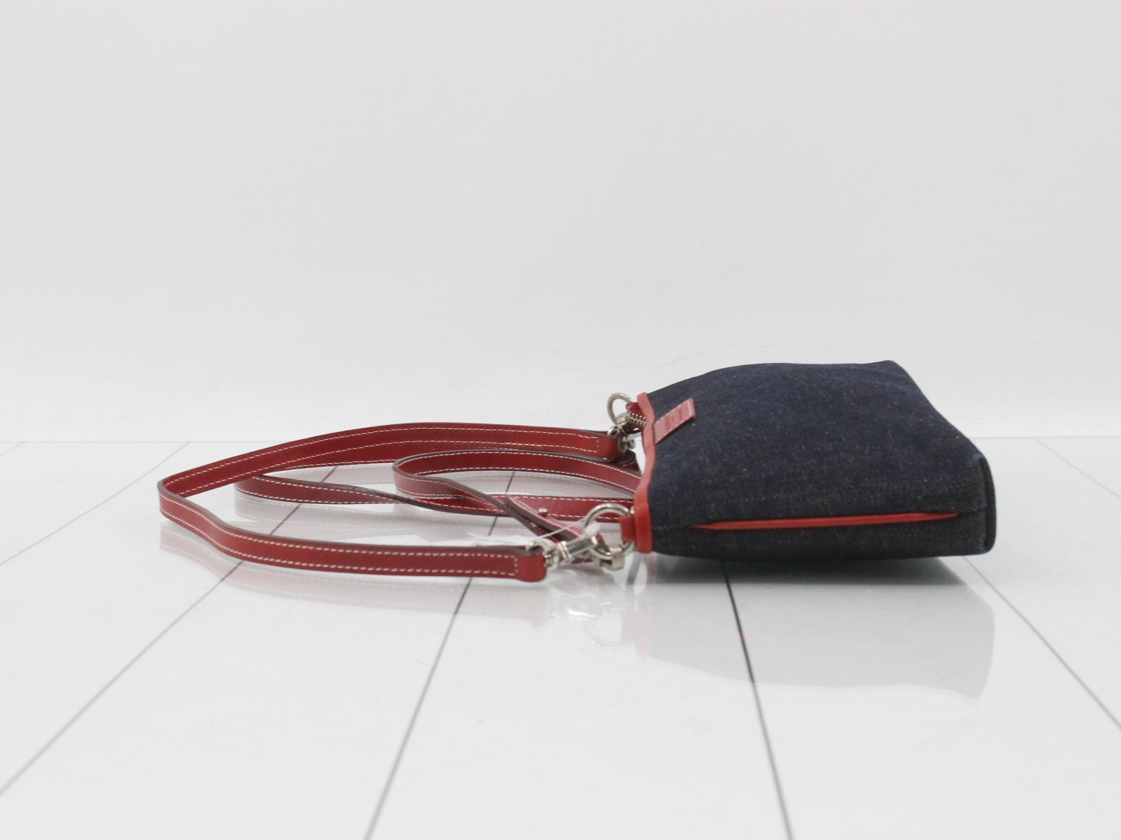 Other lines: 2-way bag with long strap, denim, red — view 4