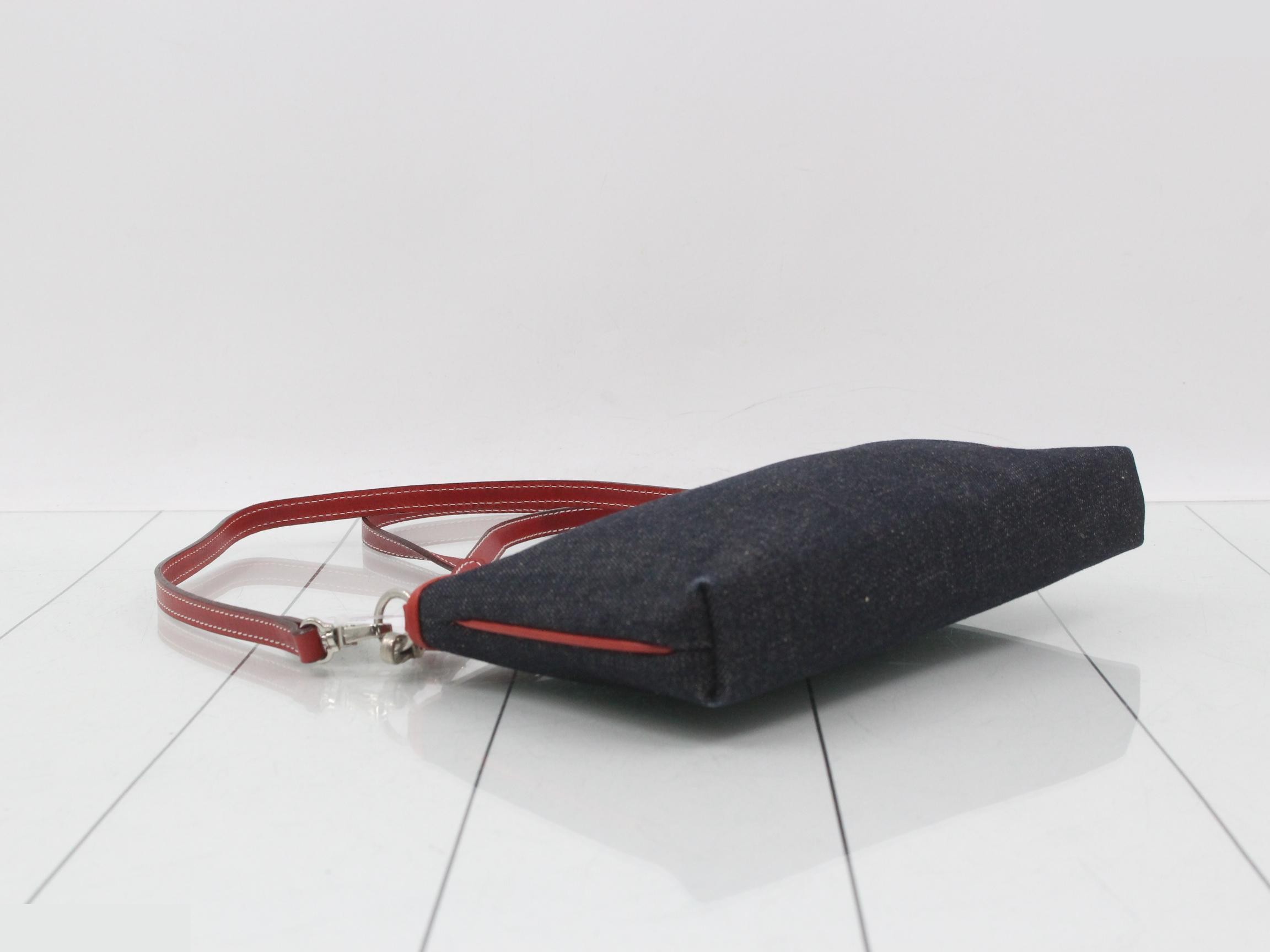 Other lines: 2-way bag with long strap, denim, red — view 5