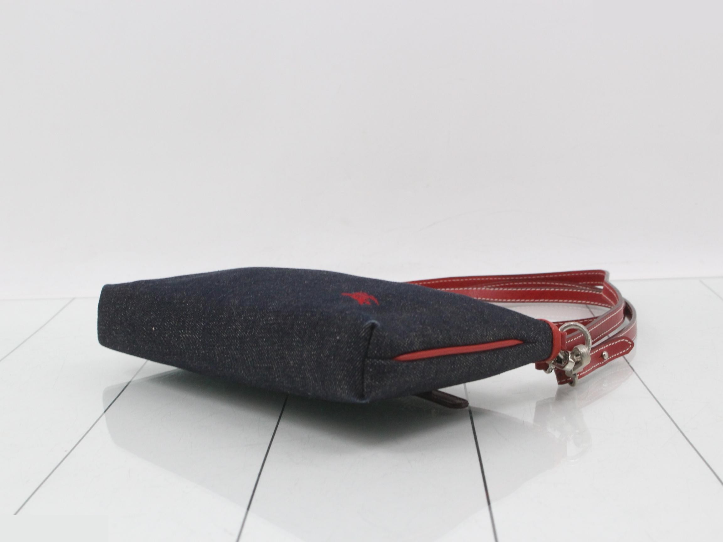 Other lines: 2-way bag with long strap, denim, red — view 6