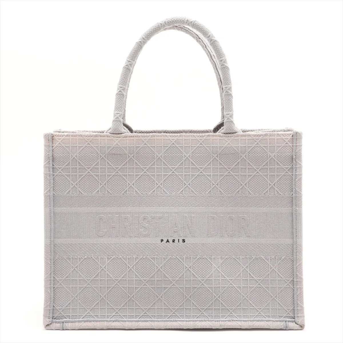 Cannage Book Tote Medium Canvas Tote Bag, Gray