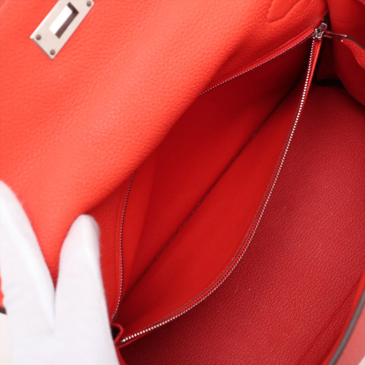 [Individually packaged] Hermes Kelly 28 Retournée Taurillon Clemence Orangefield Silver Hardware K: 2025 — view 9