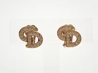 Rhinestone CD logo earrings