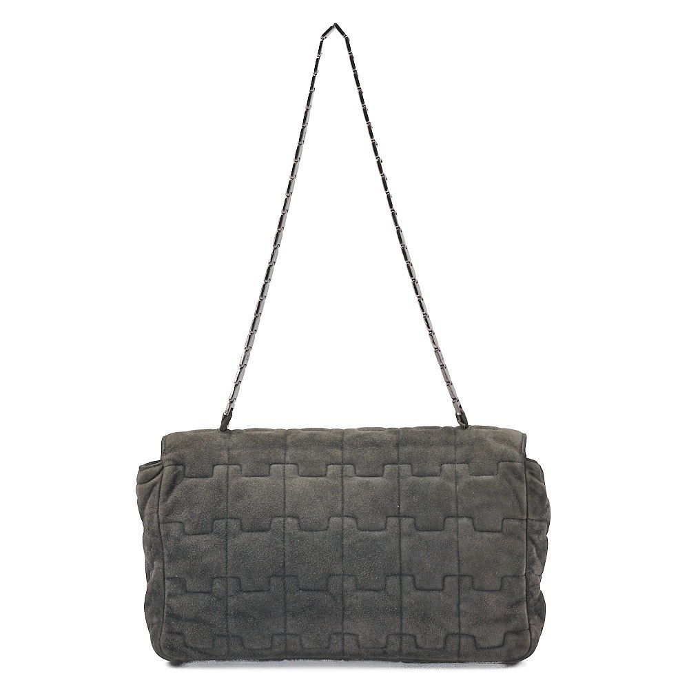 Suede Puzzle 2.55 Lock Shoulder Bag, Green, Silver Hardware, Series 5 — view 2