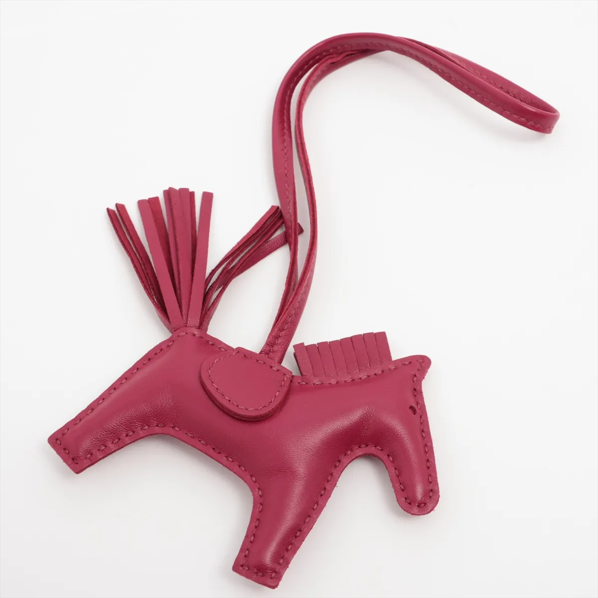 Rodeo Charm PM, Y stamp: 2020. Charm in Agneau Milo wine red. Shows signs of wear, — view 2