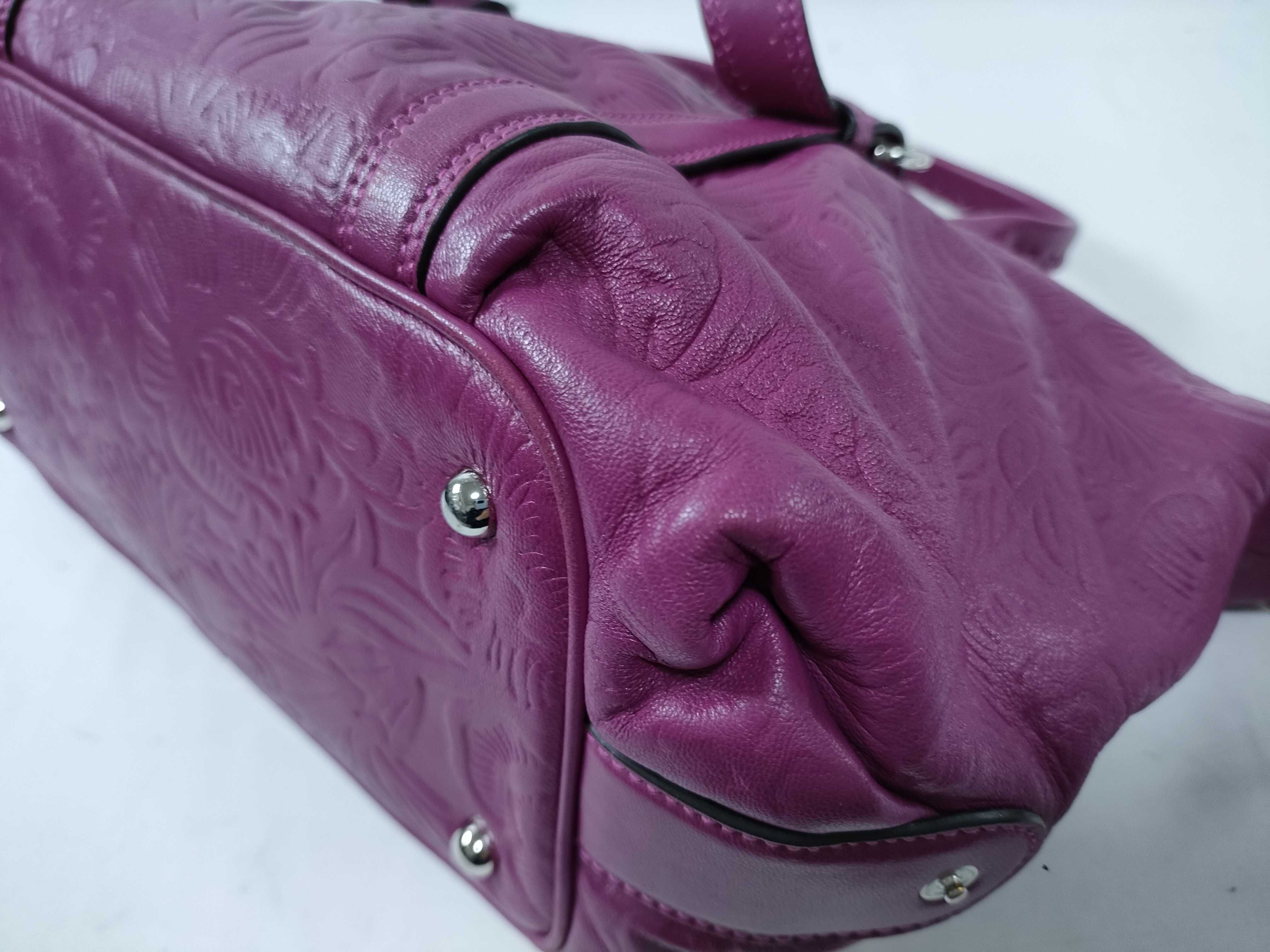 Embossed Canella Leather Boston Bag — view 9