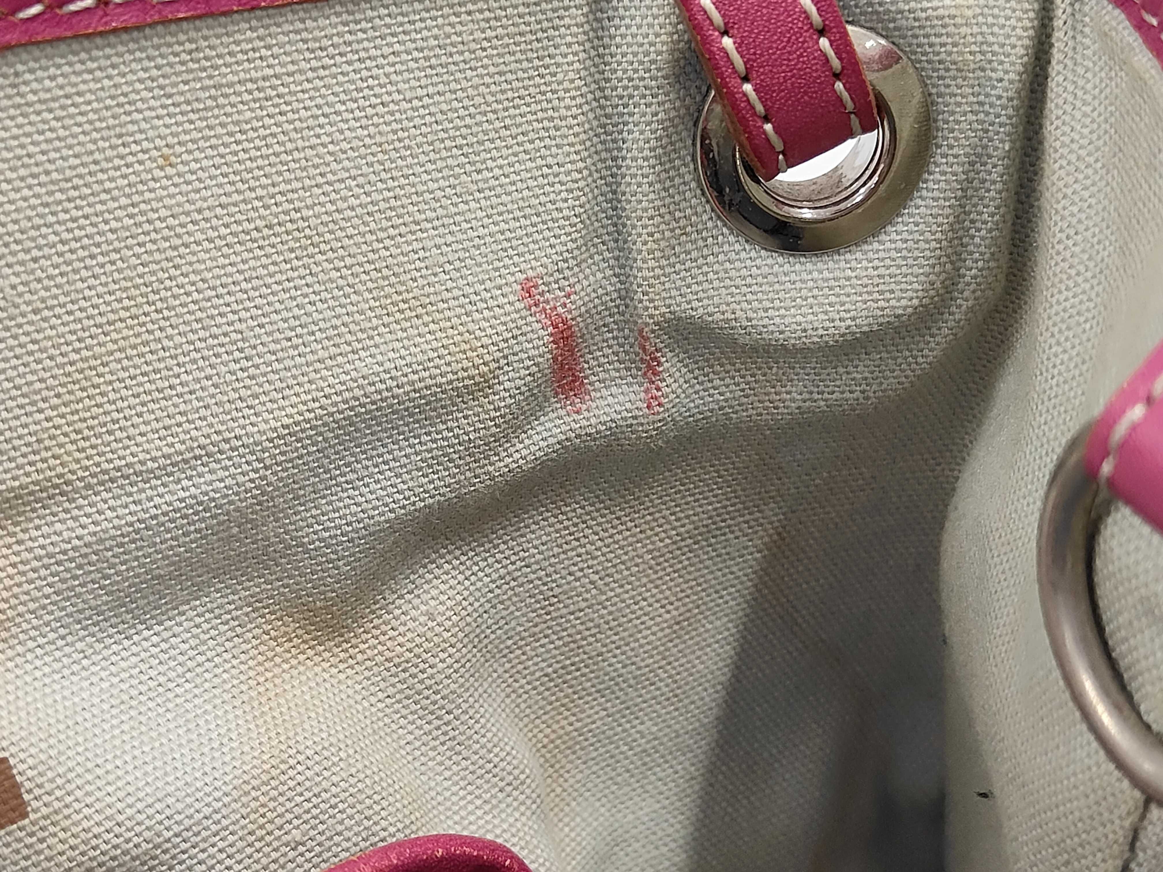 handbag with heart charm, Shadow Horse design, canvas and leather, beige and pink. — view 9